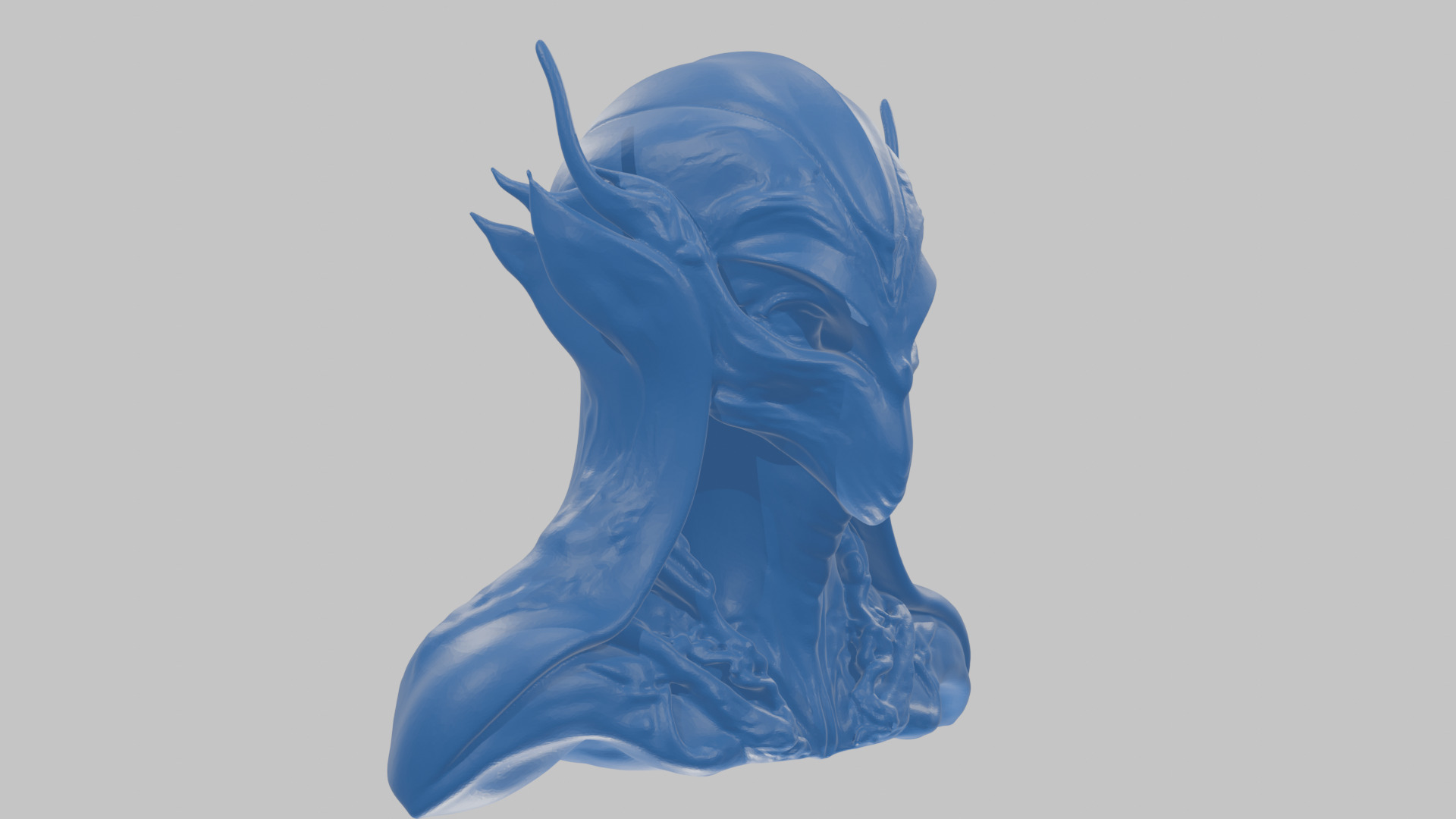 Alien Head Bust - Marble Sculpture with Two Texture Versions Low-poly 3D model_66