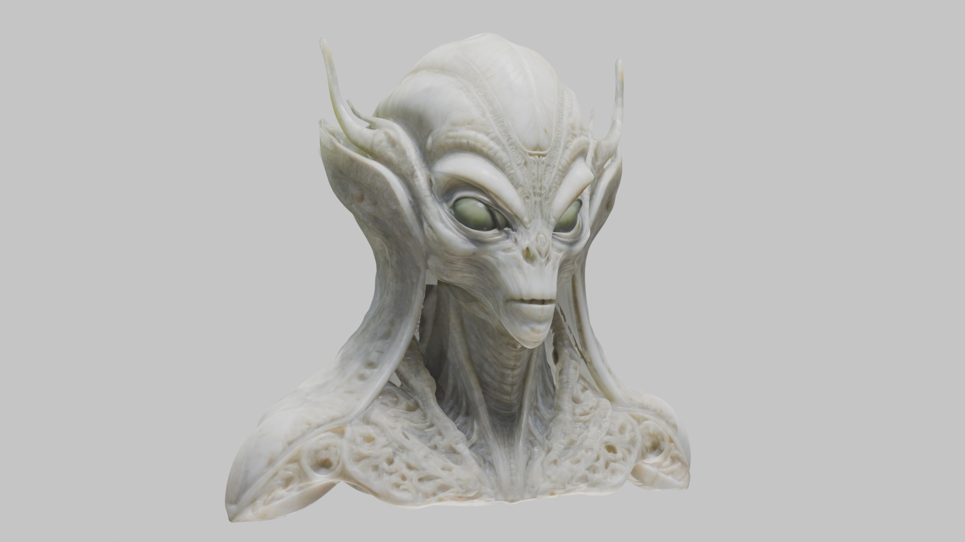 Alien Head Bust - Marble Sculpture with Two Texture Versions Low-poly 3D model_49