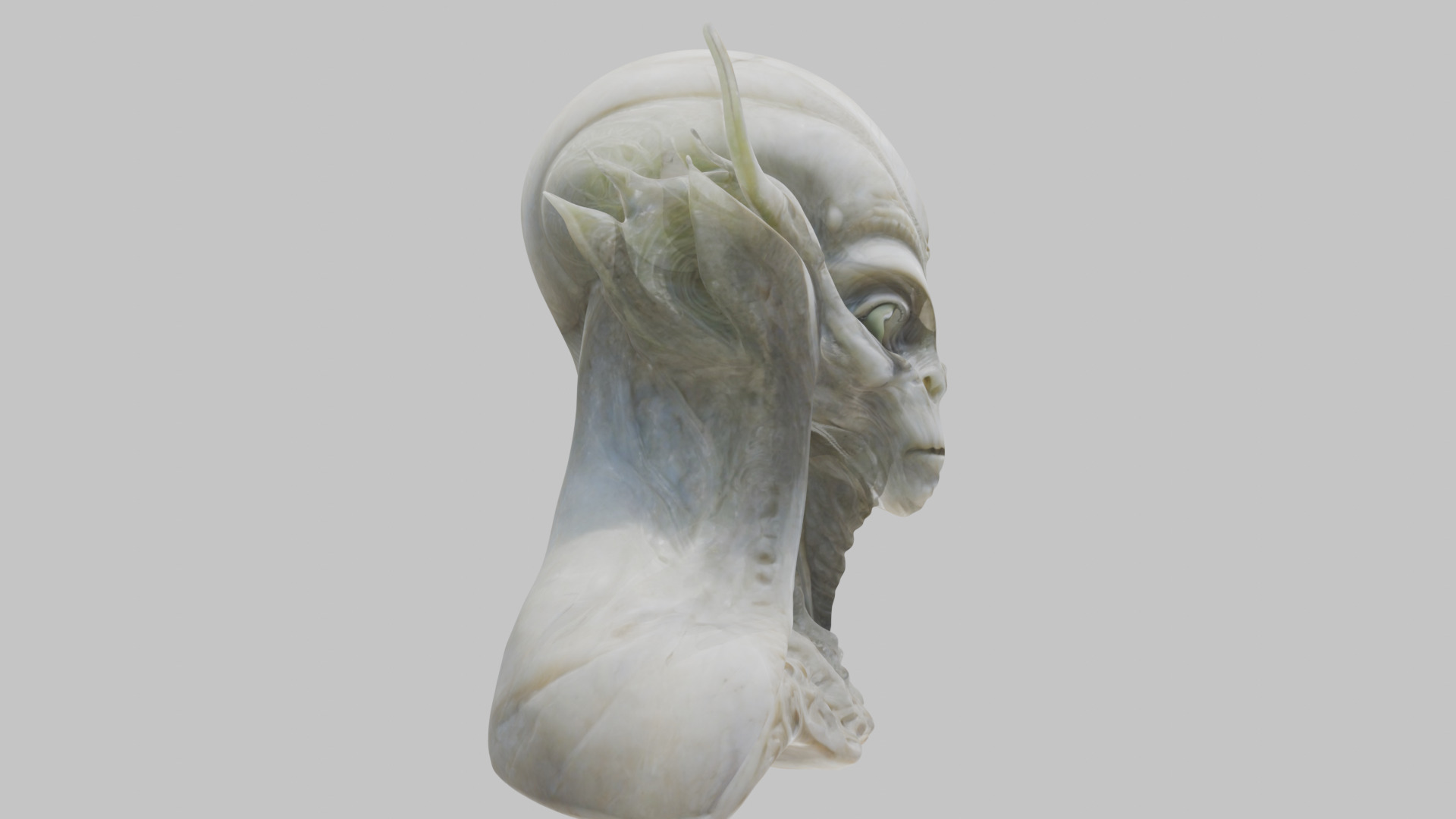 Alien Head Bust - Marble Sculpture with Two Texture Versions Low-poly 3D model_52