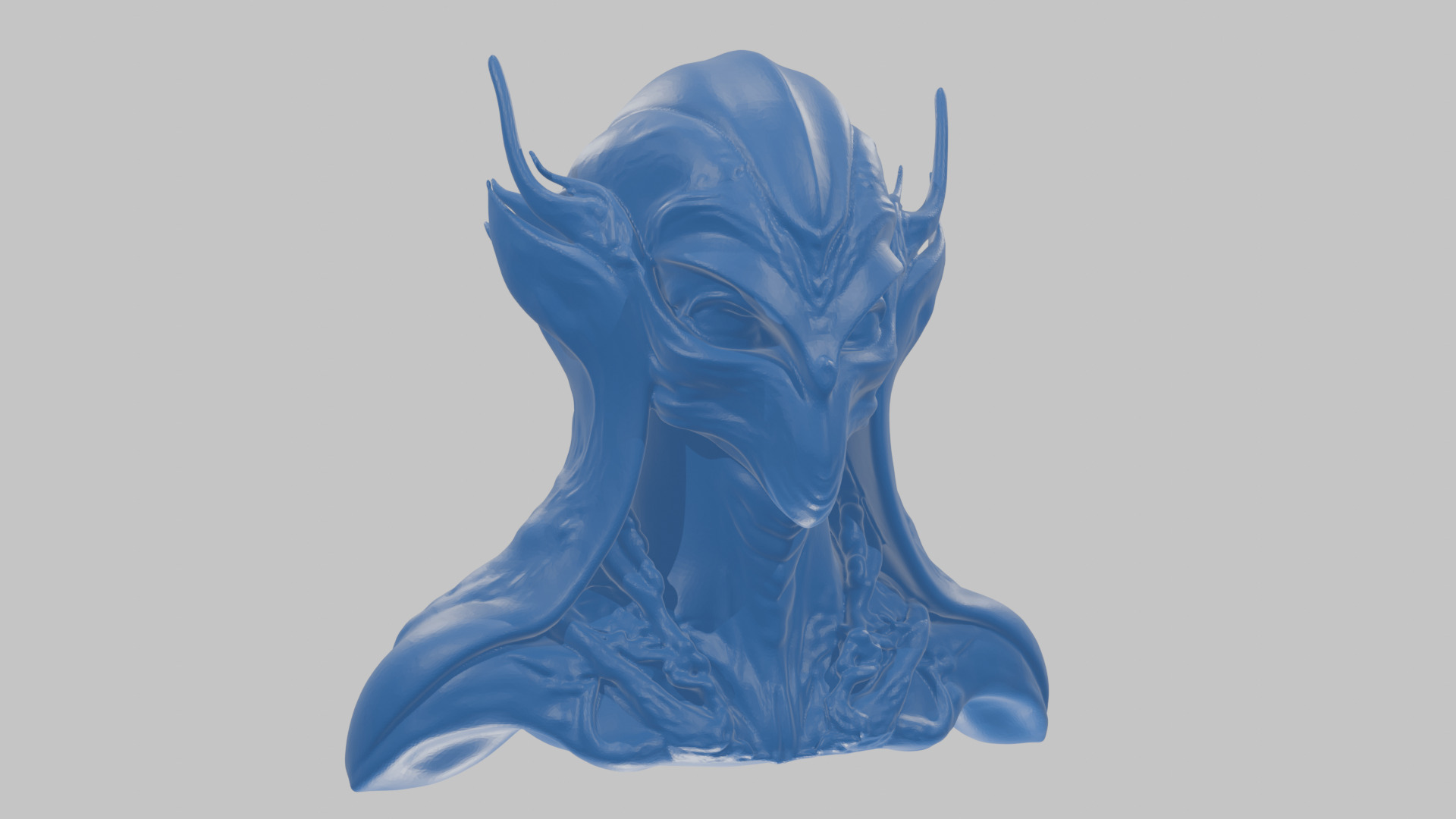 Alien Head Bust - Marble Sculpture with Two Texture Versions Low-poly 3D model_65