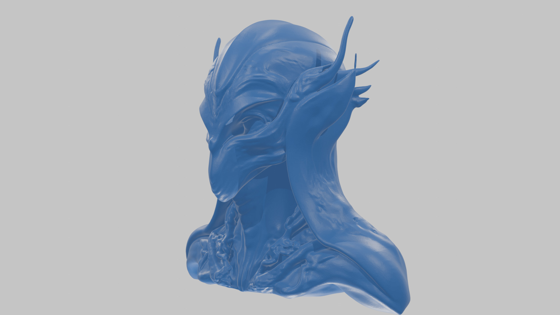 Alien Head Bust - Marble Sculpture with Two Texture Versions Low-poly 3D model_78