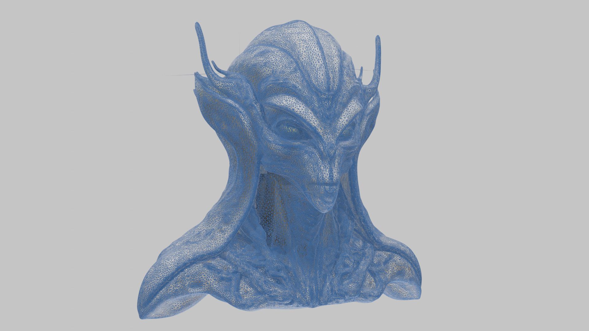 Alien Head Bust - Marble Sculpture with Two Texture Versions Low-poly 3D model_33