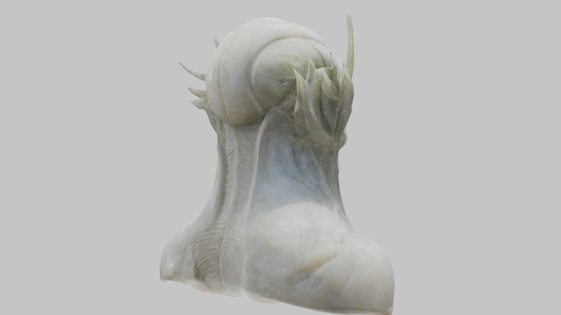 Alien Head Bust - Marble Sculpture with Two Texture Versions Low-poly 3D model_54