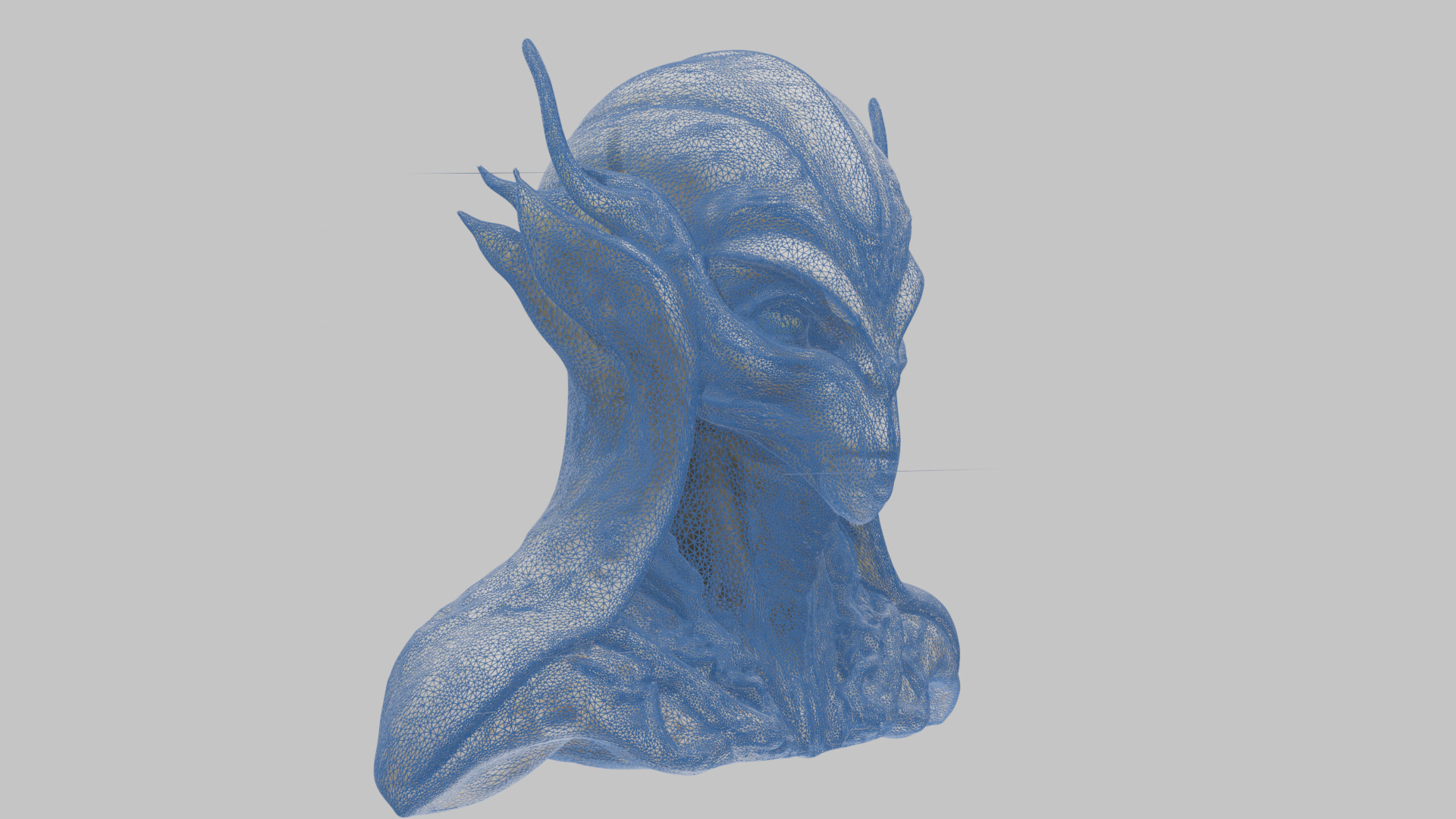 Alien Head Bust - Marble Sculpture with Two Texture Versions Low-poly 3D model_34