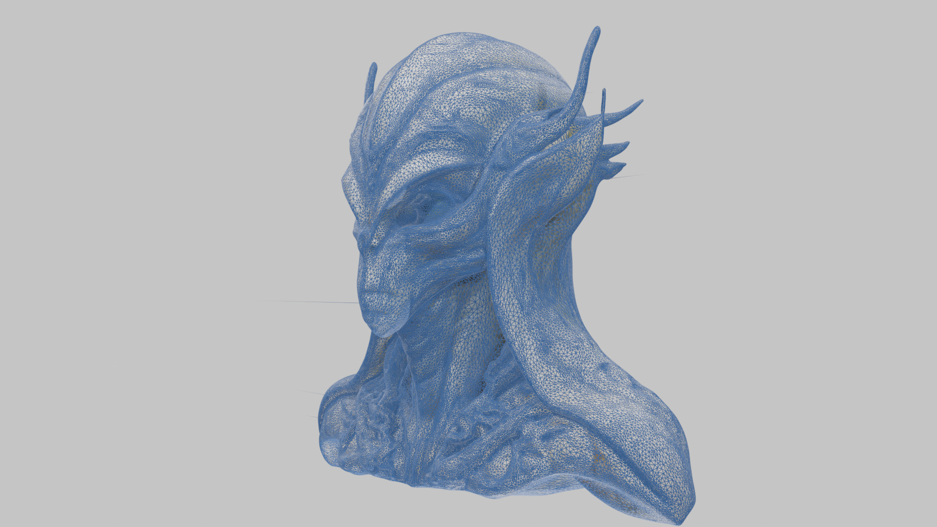 Alien Head Bust - Marble Sculpture with Two Texture Versions Low-poly 3D model_30