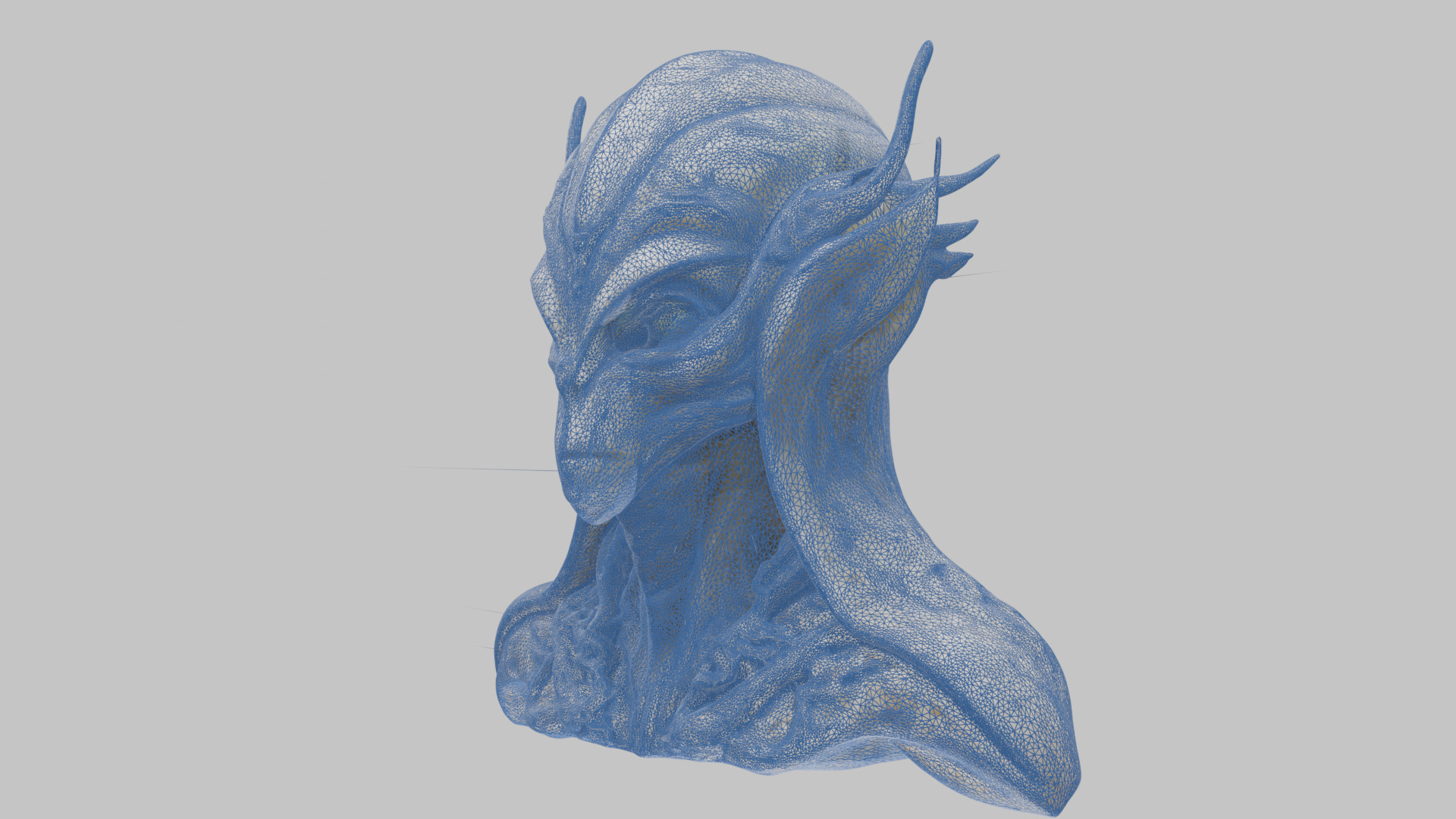 Alien Head Bust - Marble Sculpture with Two Texture Versions Low-poly 3D model_46