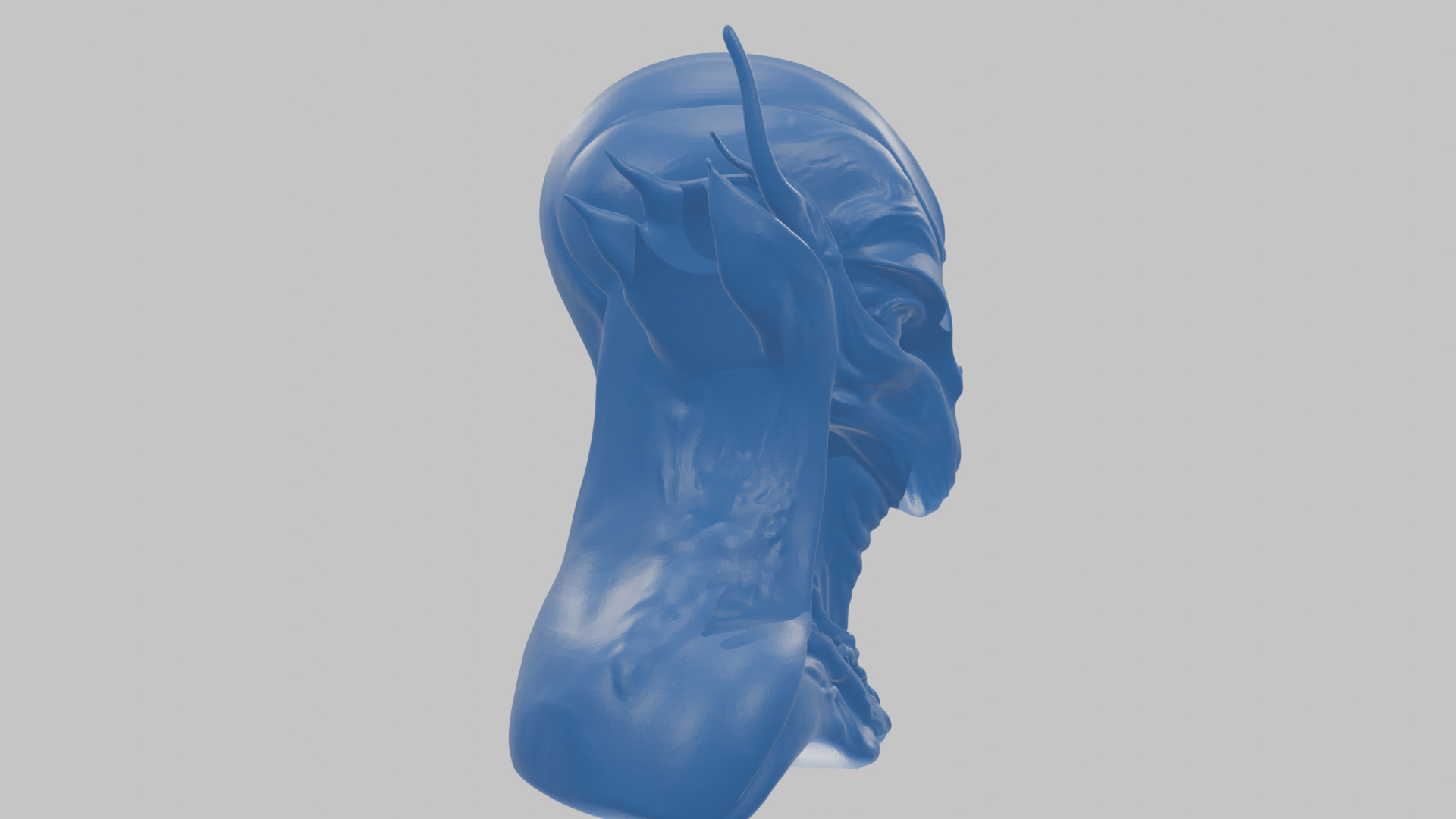 Alien Head Bust - Marble Sculpture with Two Texture Versions Low-poly 3D model_68