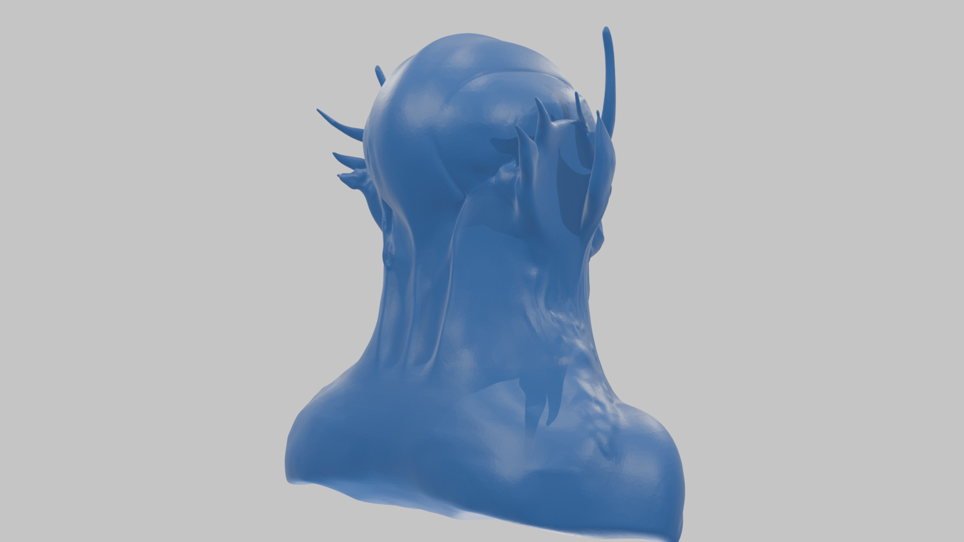 Alien Head Bust - Marble Sculpture with Two Texture Versions Low-poly 3D model_70