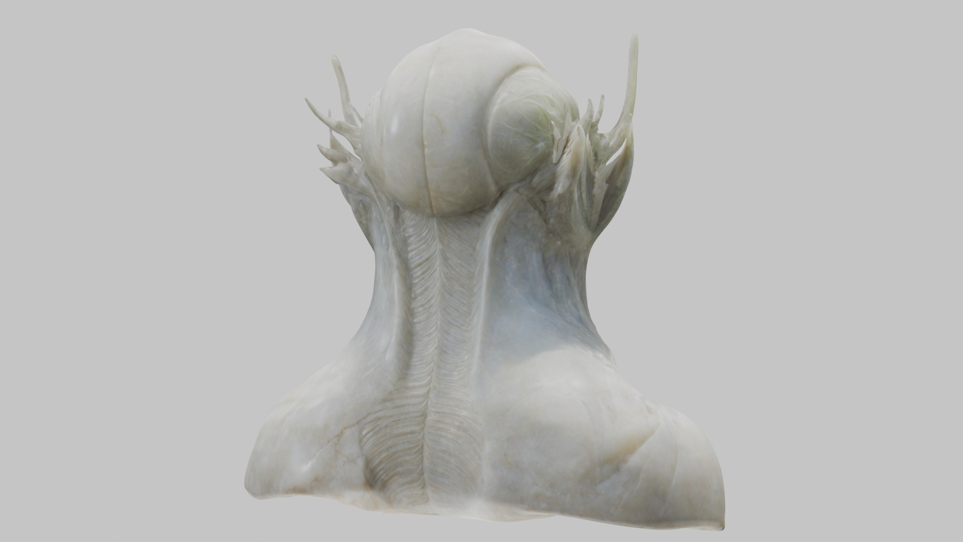 Alien Head Bust - Marble Sculpture with Two Texture Versions Low-poly 3D model_55