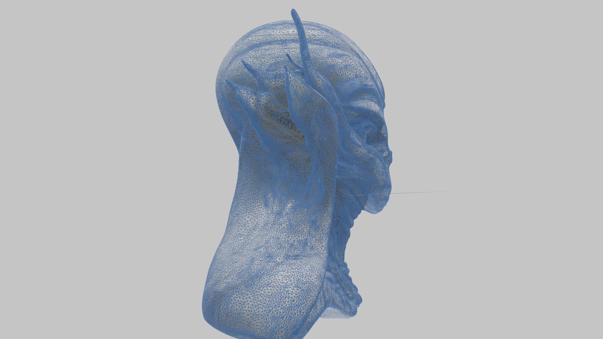Alien Head Bust - Marble Sculpture with Two Texture Versions Low-poly 3D model_20