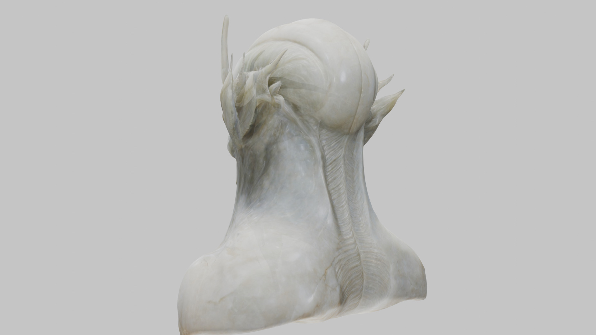 Alien Head Bust - Marble Sculpture with Two Texture Versions Low-poly 3D model_58