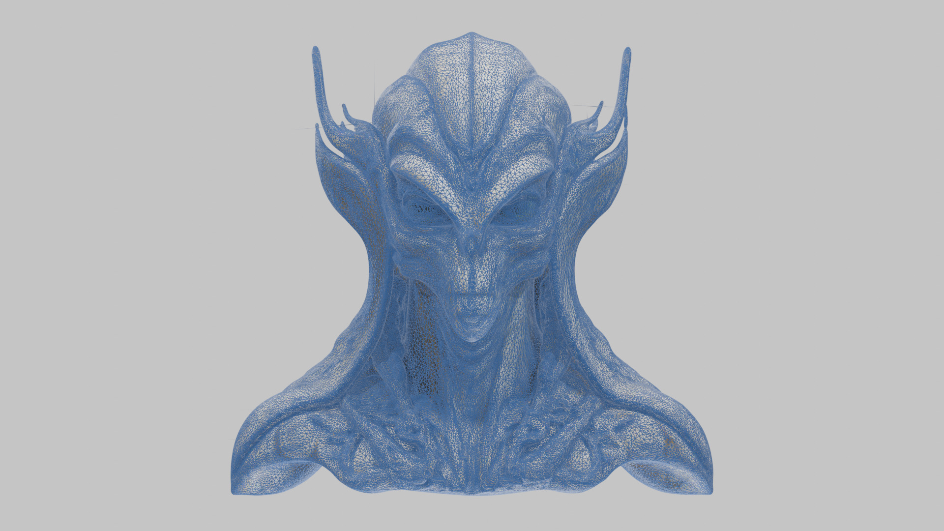 Alien Head Bust - Marble Sculpture with Two Texture Versions Low-poly 3D model_16