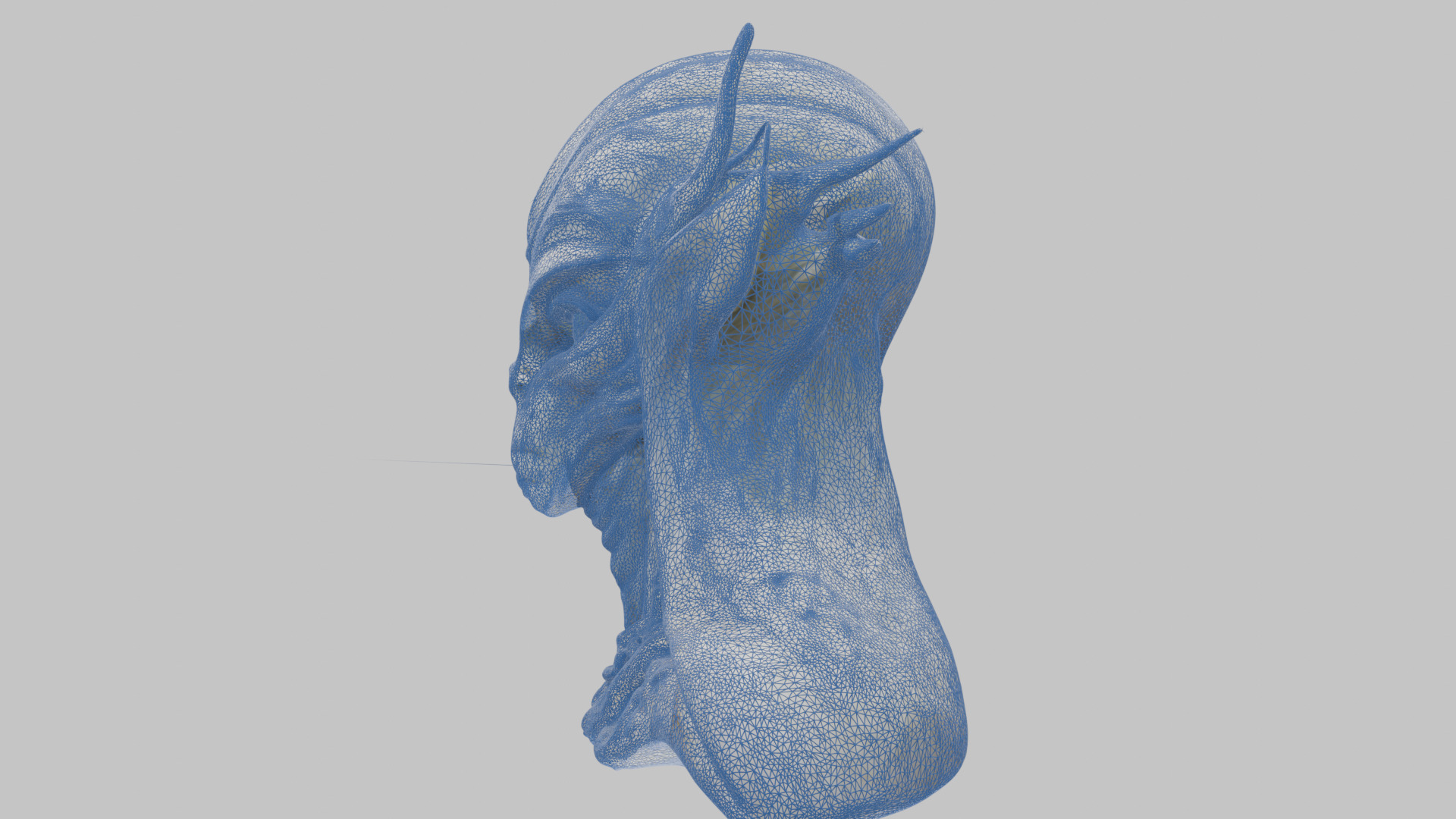 Alien Head Bust - Marble Sculpture with Two Texture Versions Low-poly 3D model_28