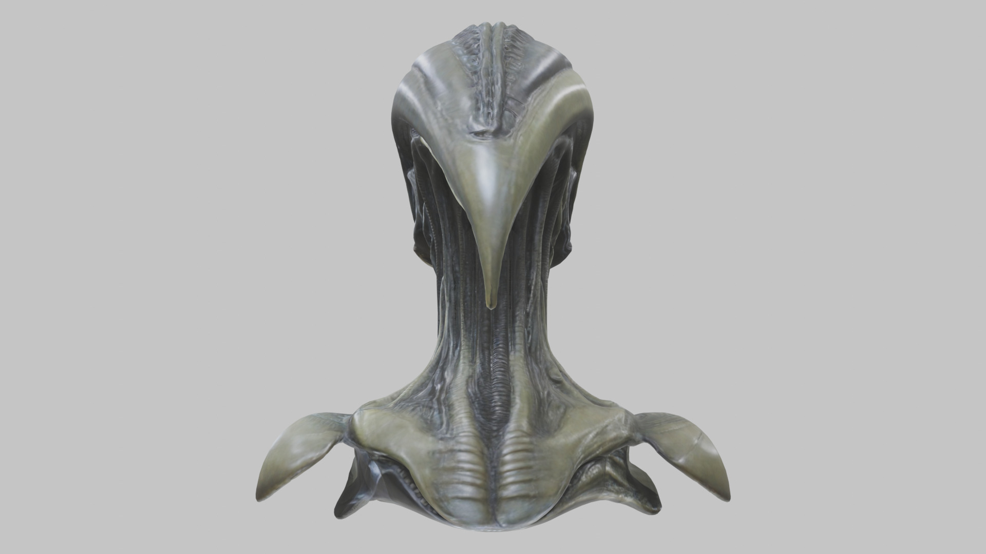 Alien Xenomorph Head Bust 3 texture Version Low-poly 3D model_17