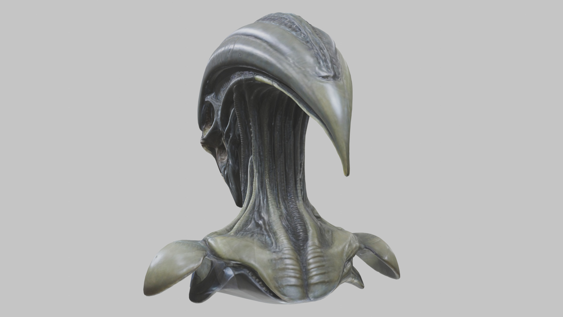 Alien Xenomorph Head Bust 3 texture Version Low-poly 3D model_21