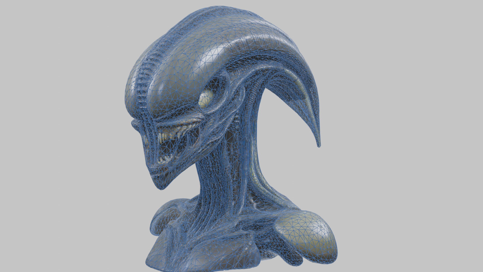Alien Xenomorph Head Bust 3 texture Version Low-poly 3D model_18