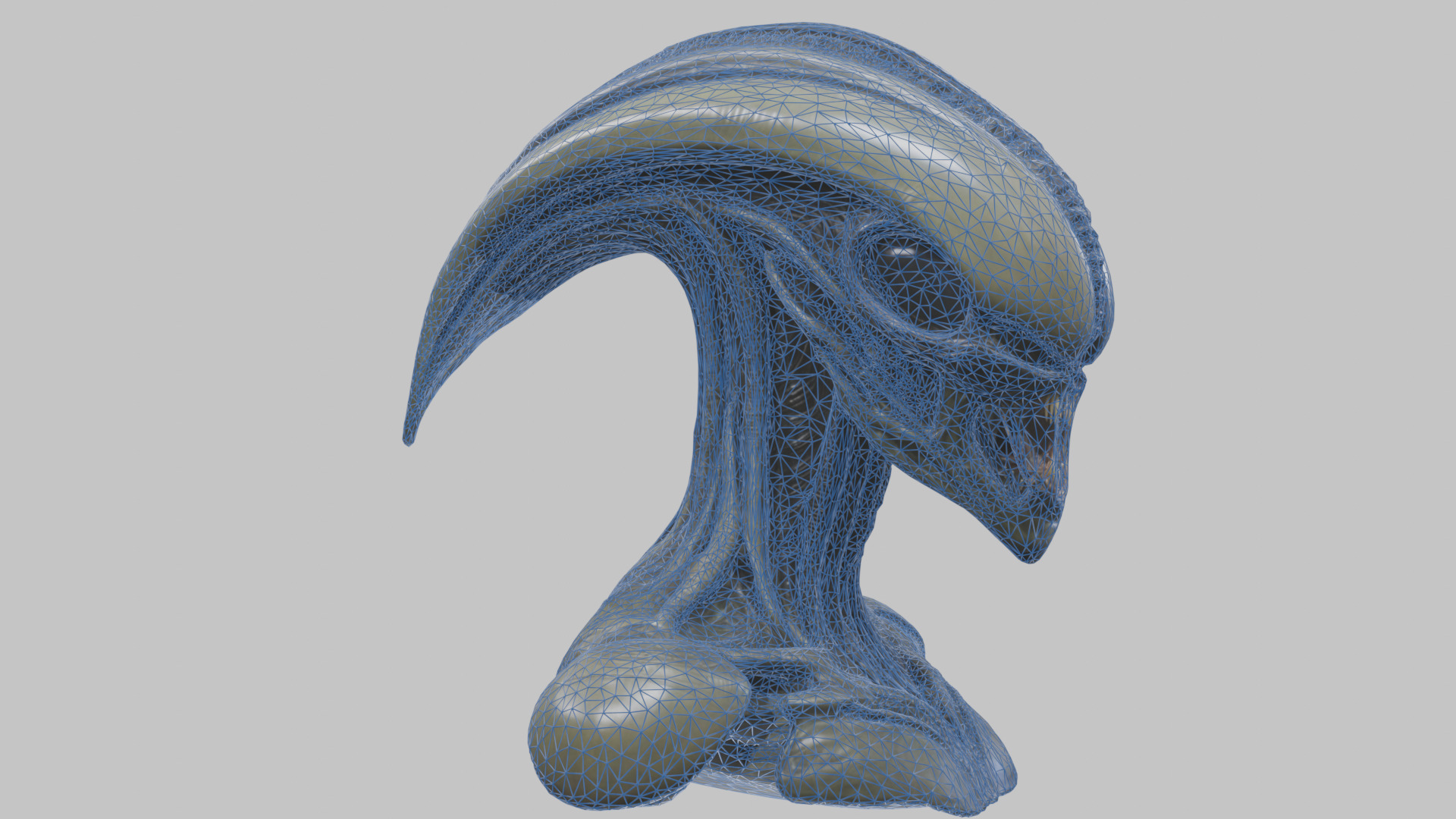 Alien Xenomorph Head Bust 3 texture Version Low-poly 3D model_14