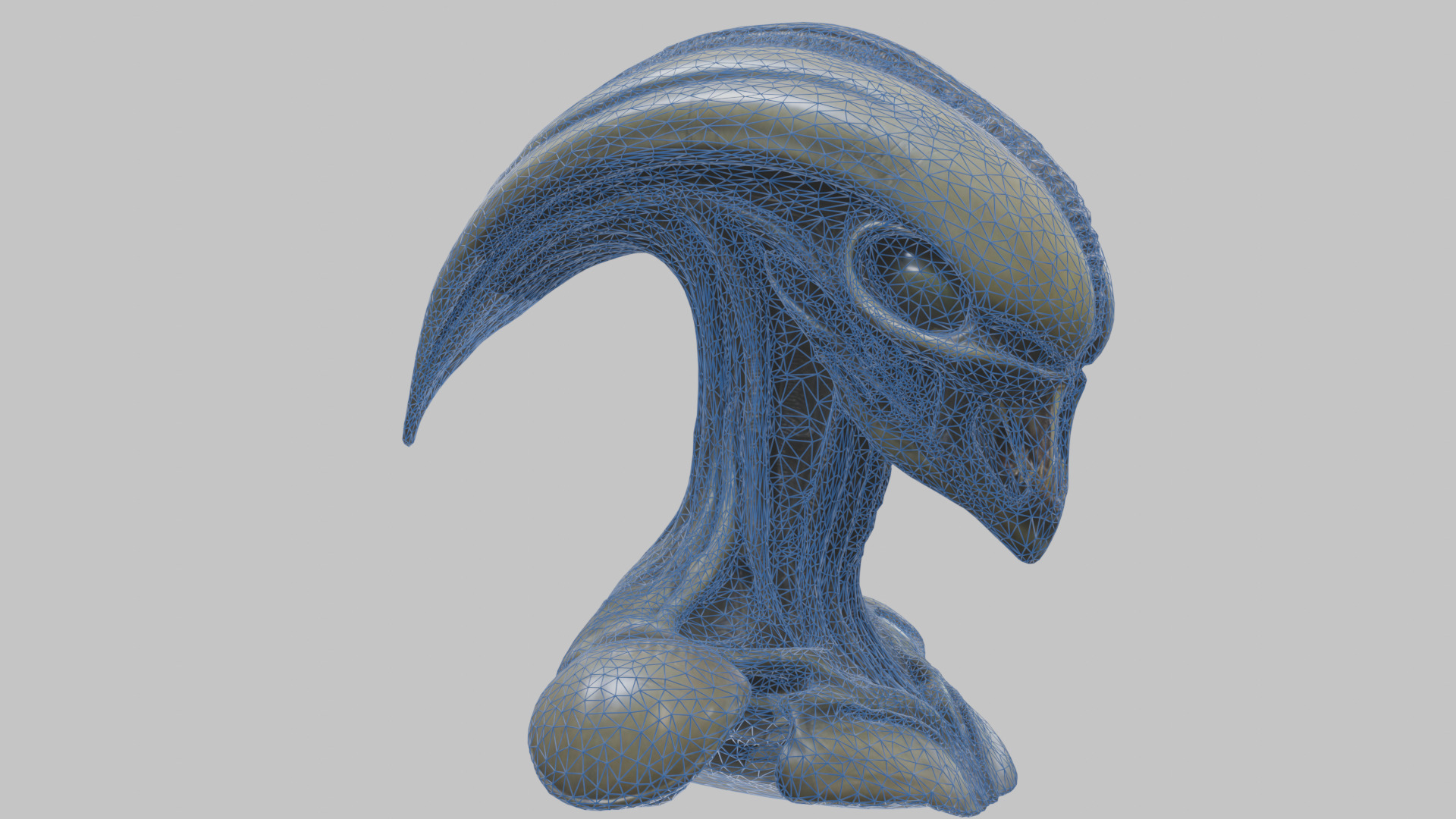 Alien Xenomorph Head Bust 3 texture Version Low-poly 3D model_92