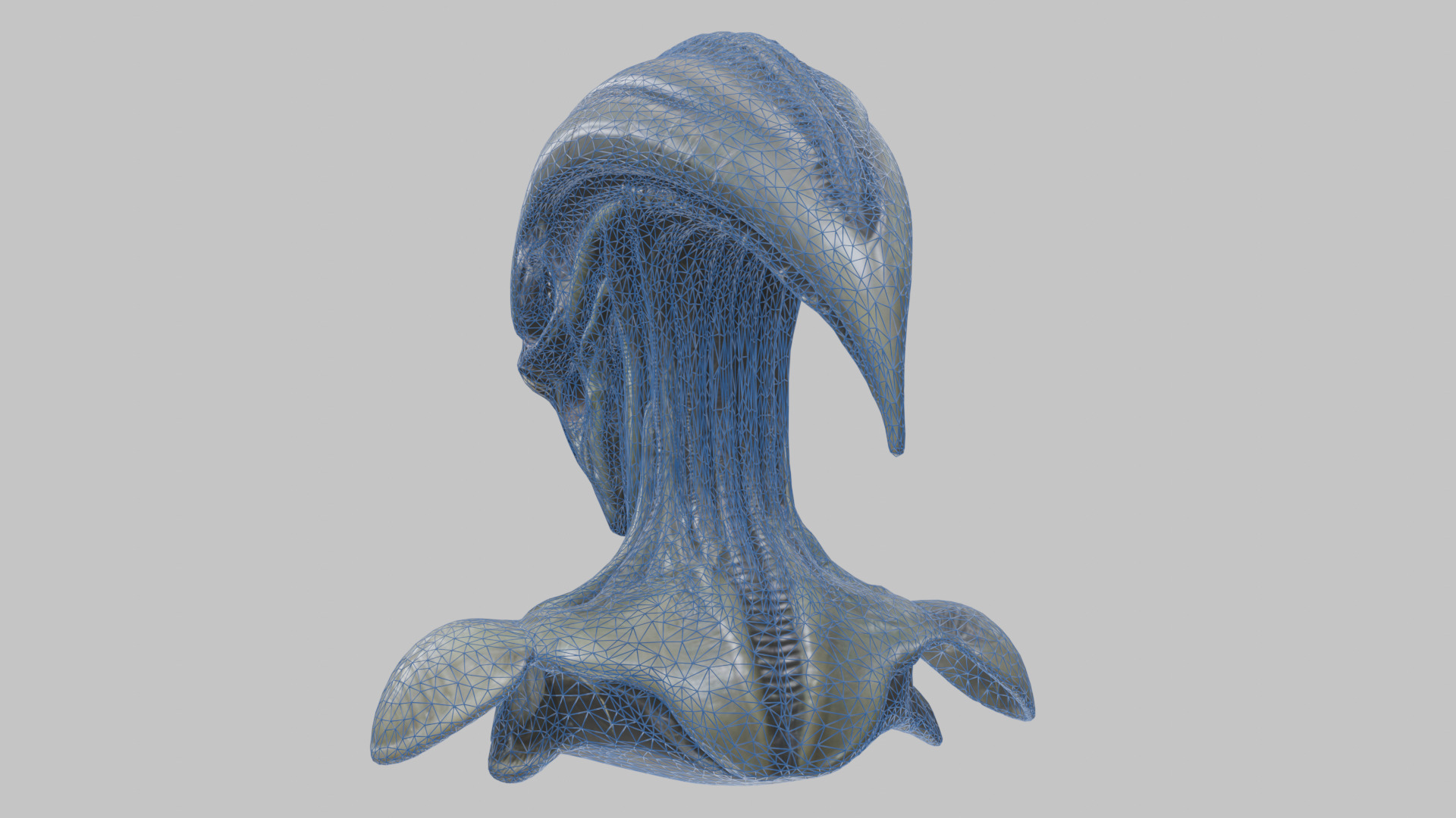 Alien Xenomorph Head Bust 3 texture Version Low-poly 3D model_61