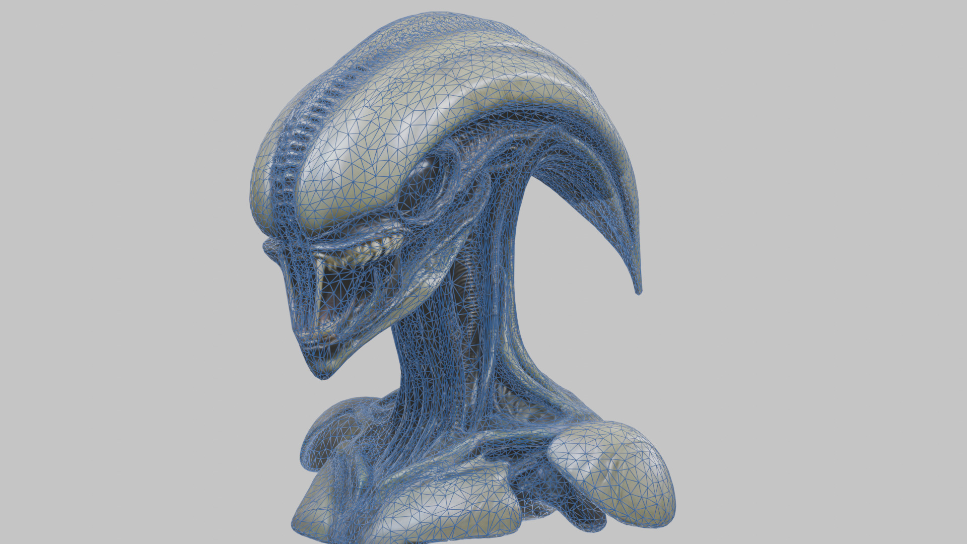 Alien Xenomorph Head Bust 3 texture Version Low-poly 3D model_93