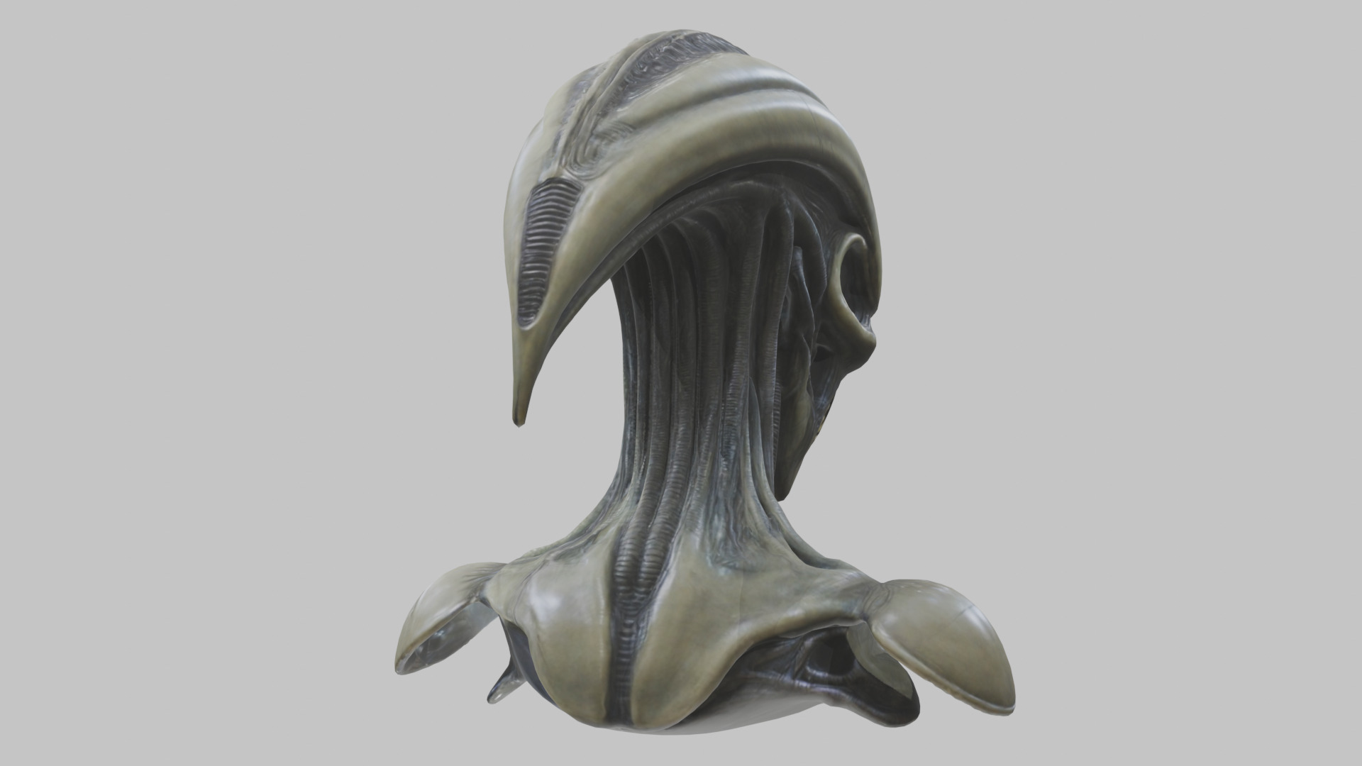 Alien Xenomorph Head Bust 3 texture Version Low-poly 3D model_70