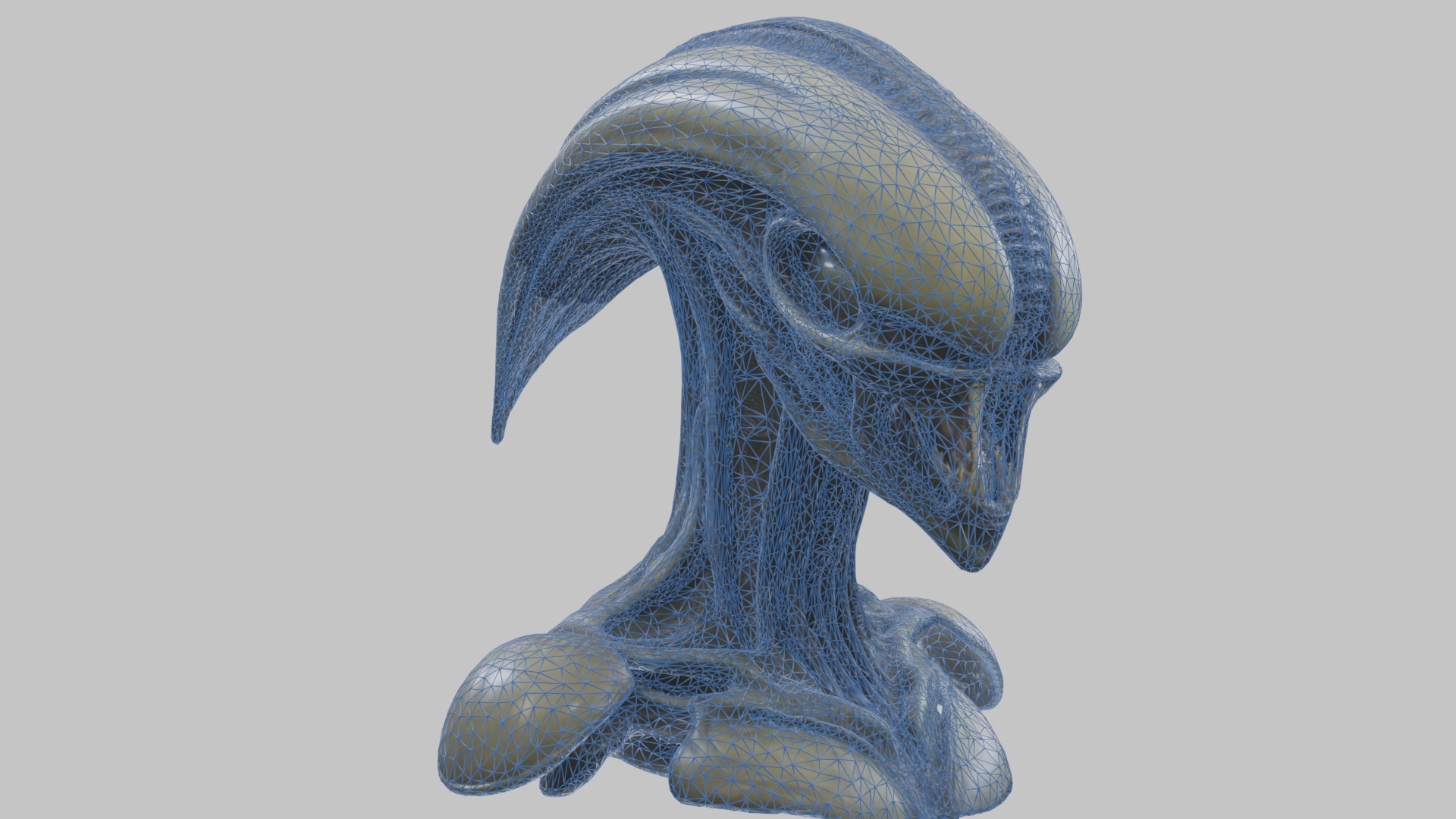 Alien Xenomorph Head Bust 3 texture Version Low-poly 3D model_75