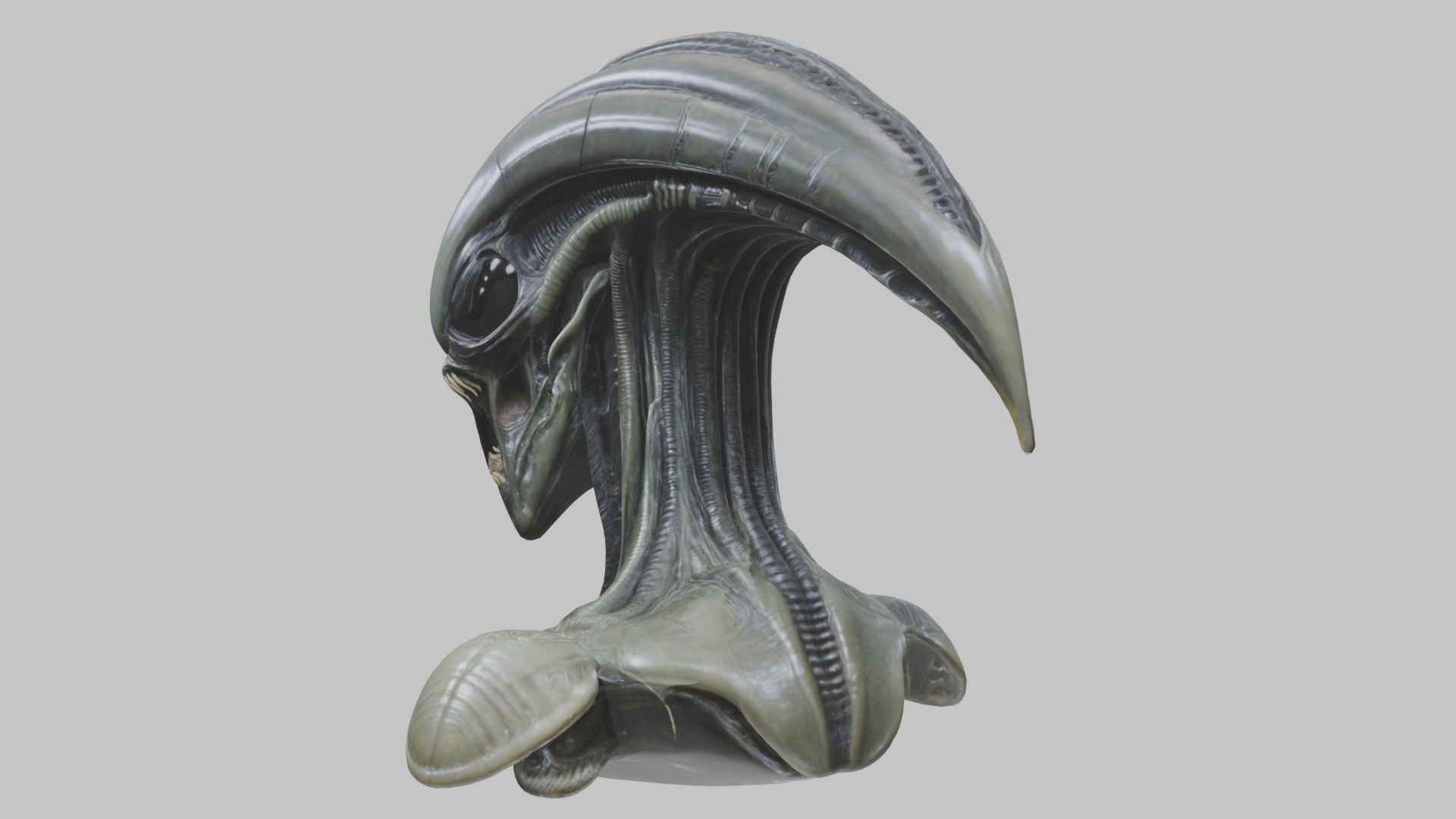 Alien Xenomorph Head Bust 3 texture Version Low-poly 3D model_45