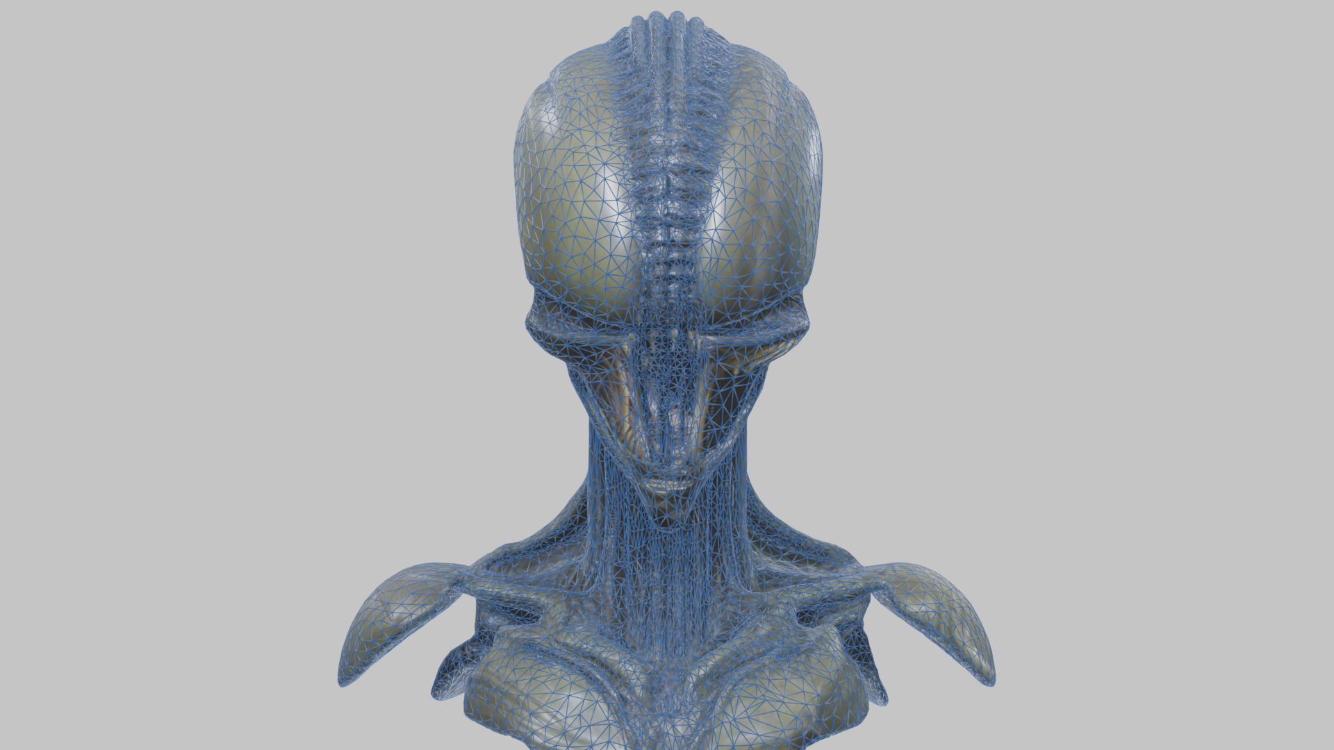 Alien Xenomorph Head Bust 3 texture Version Low-poly 3D model_49