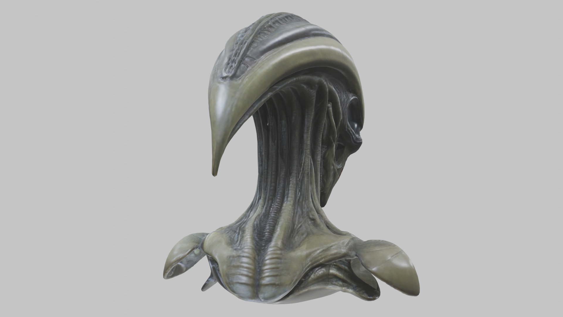 Alien Xenomorph Head Bust 3 texture Version Low-poly 3D model_15