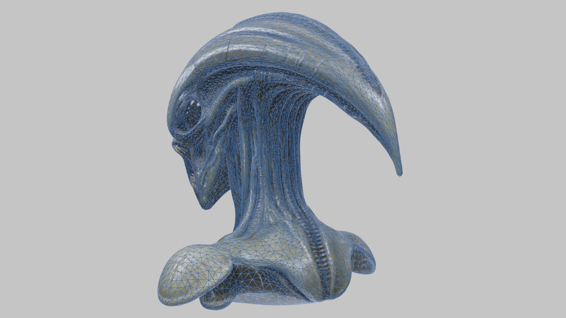 Alien Xenomorph Head Bust 3 texture Version Low-poly 3D model_56