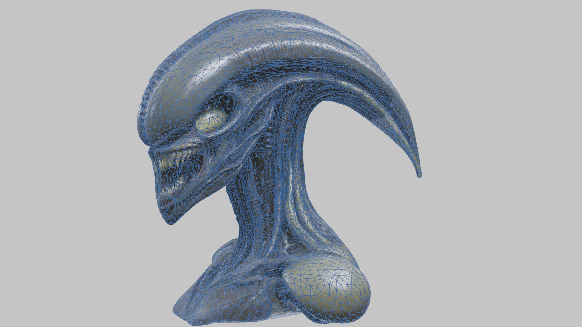 Alien Xenomorph Head Bust 3 texture Version Low-poly 3D model_29