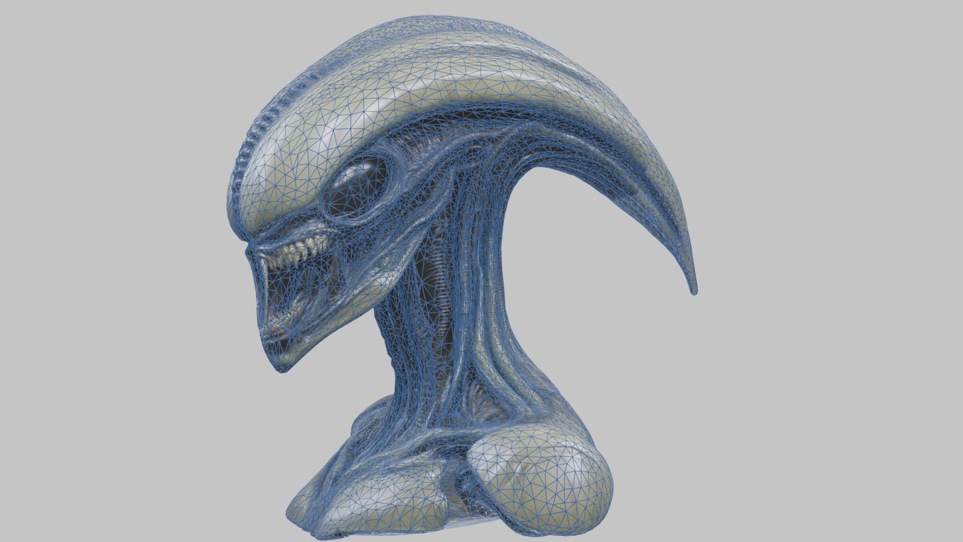 Alien Xenomorph Head Bust 3 texture Version Low-poly 3D model_80