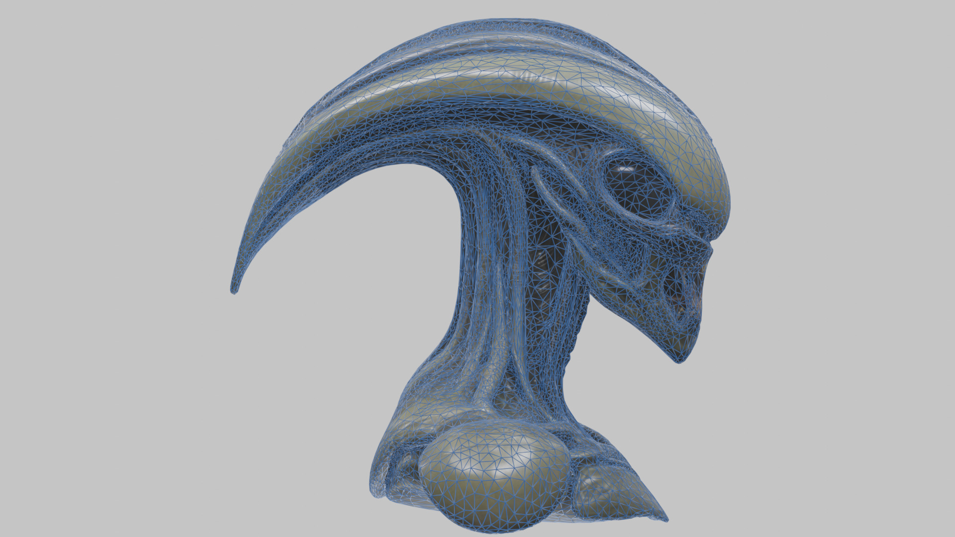 Alien Xenomorph Head Bust 3 texture Version Low-poly 3D model_8