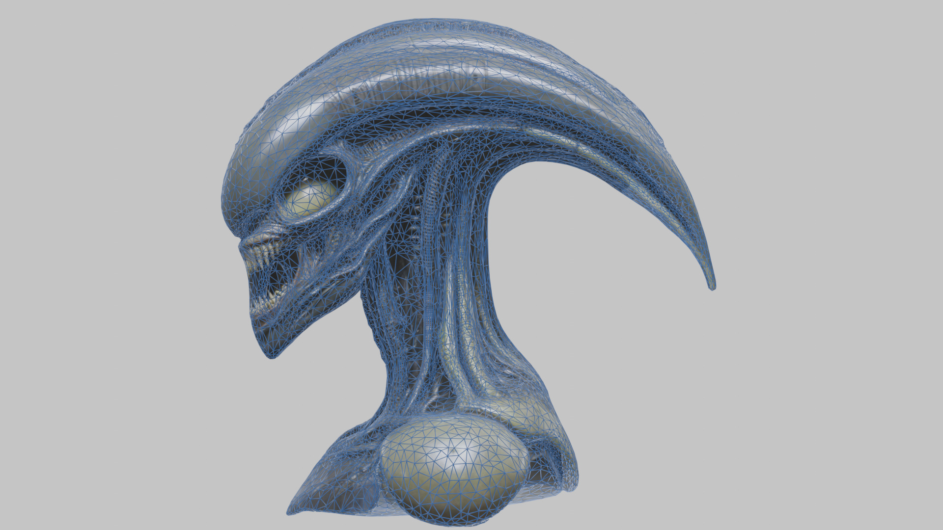 Alien Xenomorph Head Bust 3 texture Version Low-poly 3D model_25
