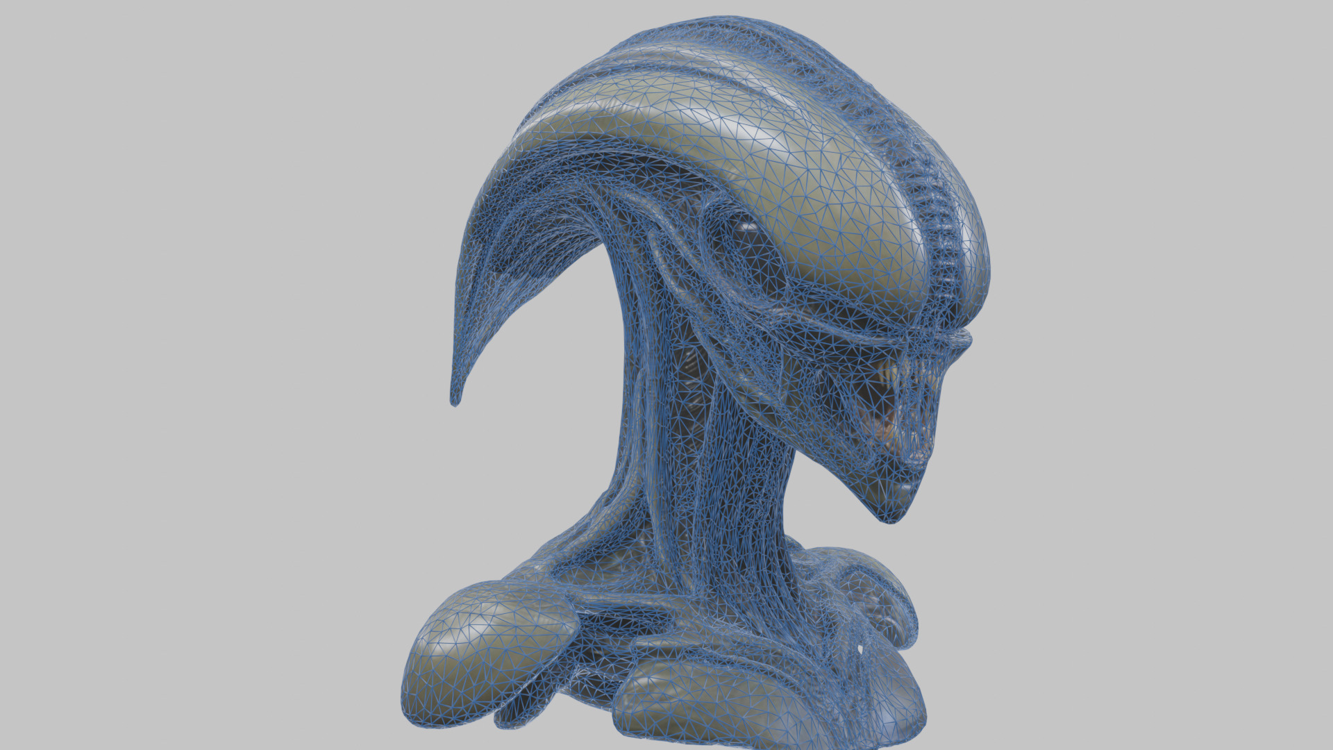 Alien Xenomorph Head Bust 3 texture Version Low-poly 3D model_19