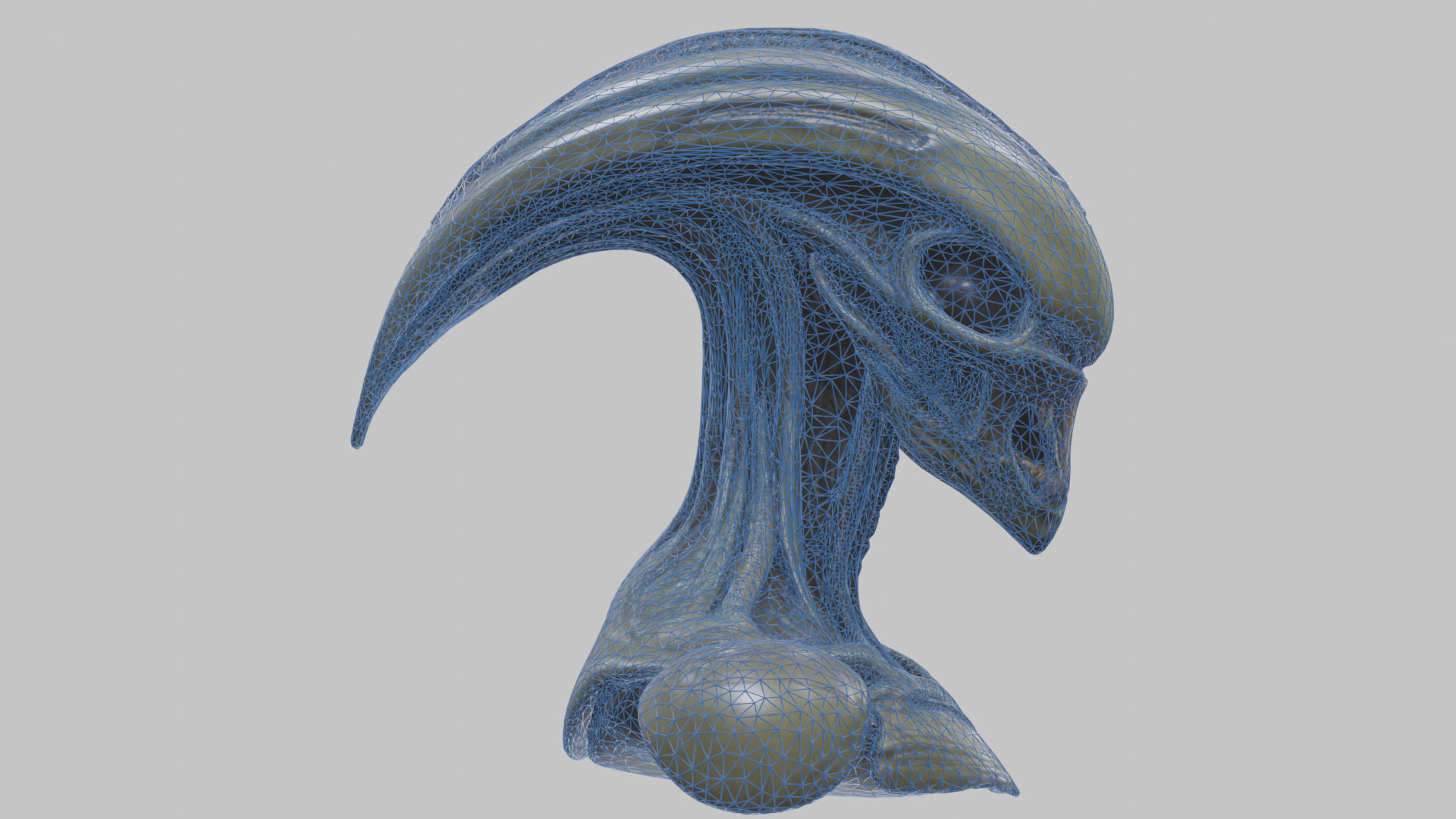 Alien Xenomorph Head Bust 3 texture Version Low-poly 3D model_62
