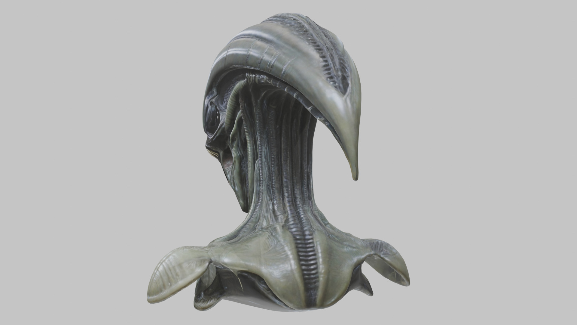 Alien Xenomorph Head Bust 3 texture Version Low-poly 3D model_44