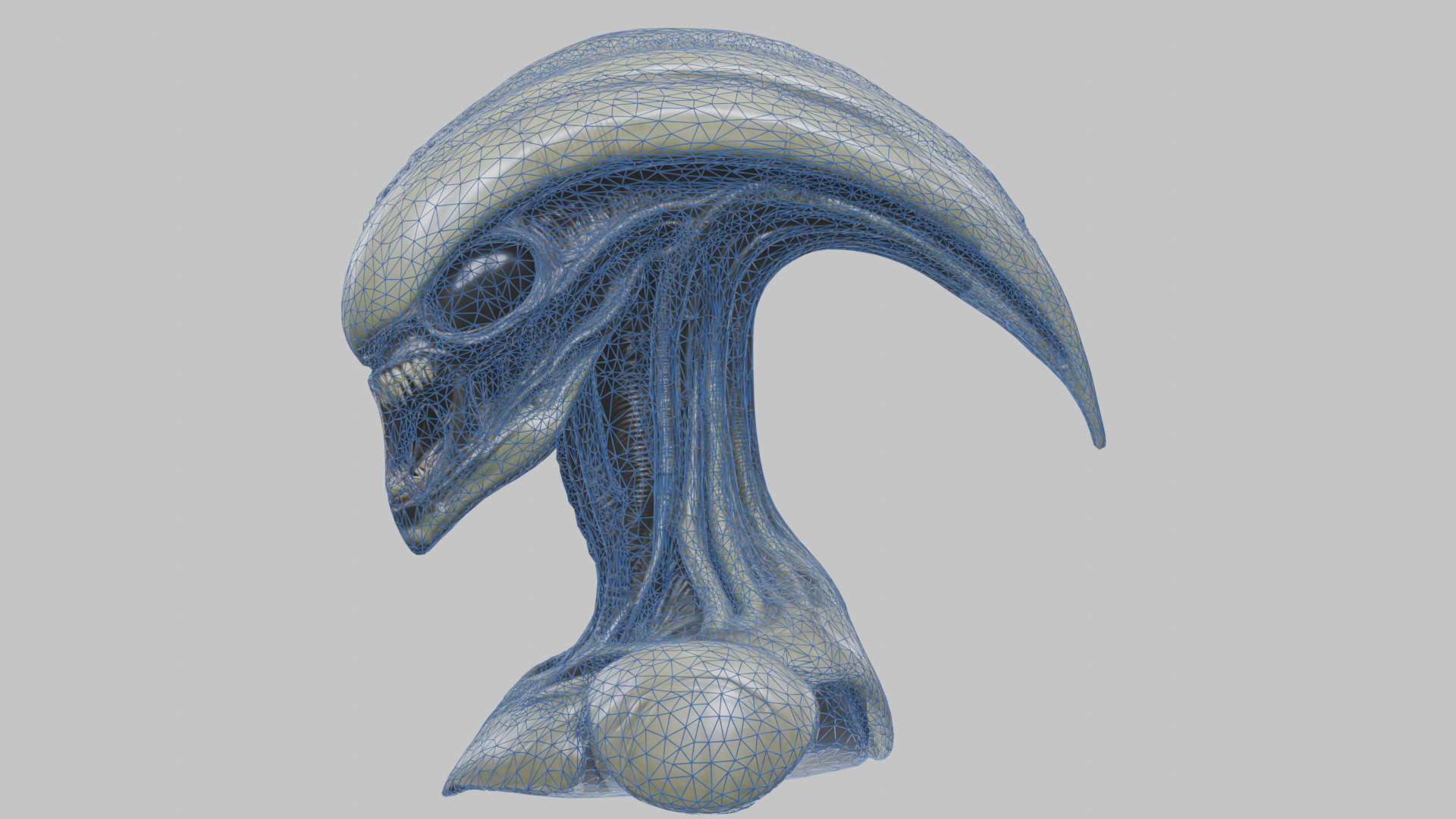 Alien Xenomorph Head Bust 3 texture Version Low-poly 3D model_94