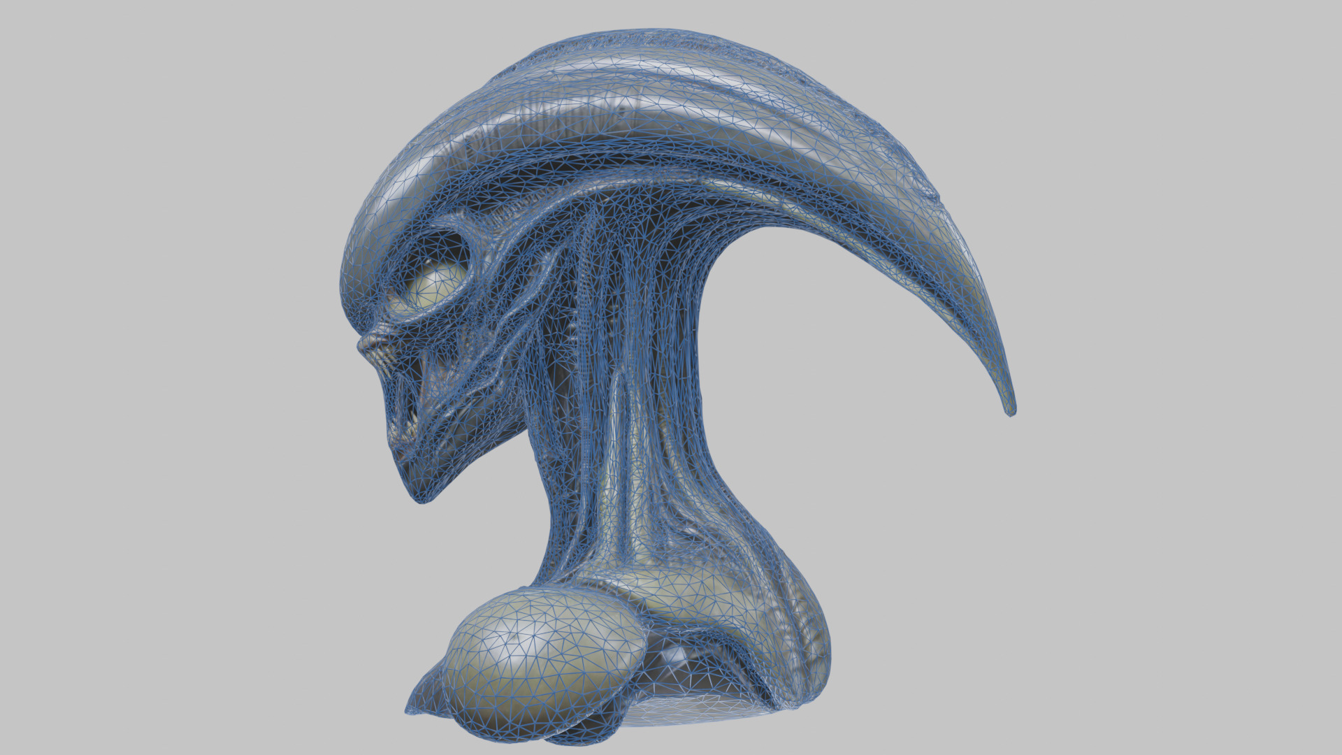 Alien Xenomorph Head Bust 3 texture Version Low-poly 3D model_24