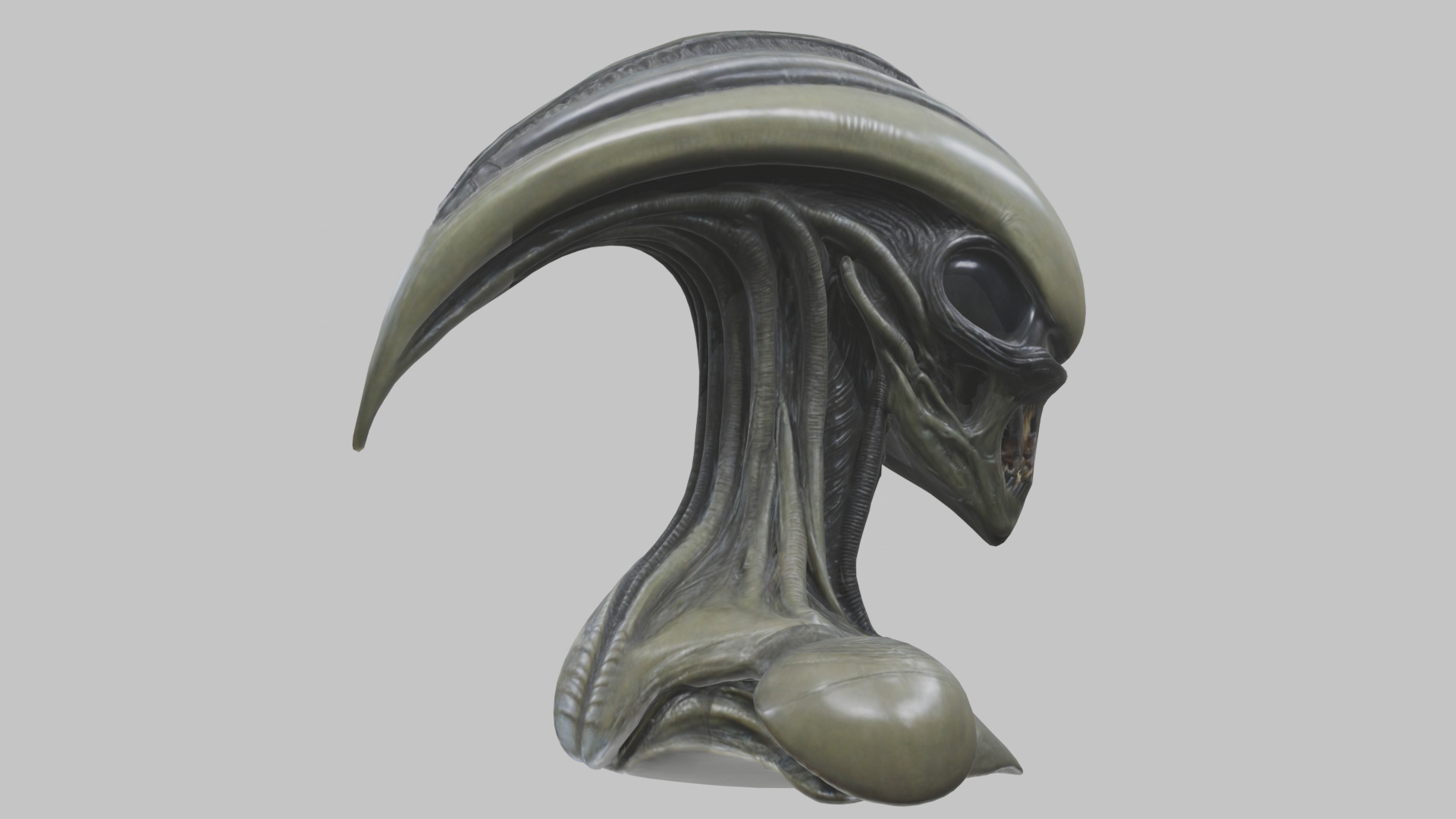 Alien Xenomorph Head Bust 3 texture Version Low-poly 3D model_2