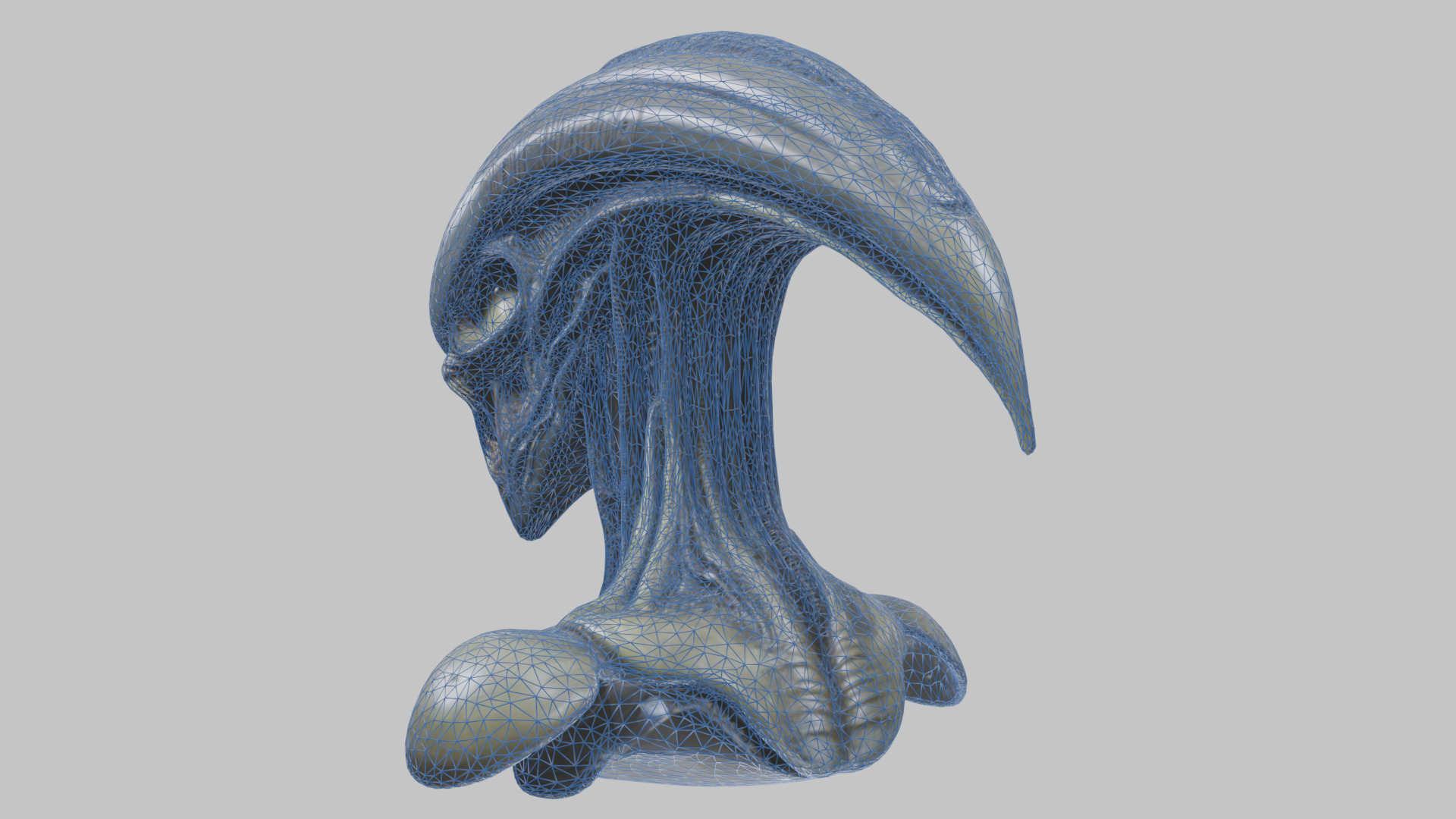 Alien Xenomorph Head Bust 3 texture Version Low-poly 3D model_16