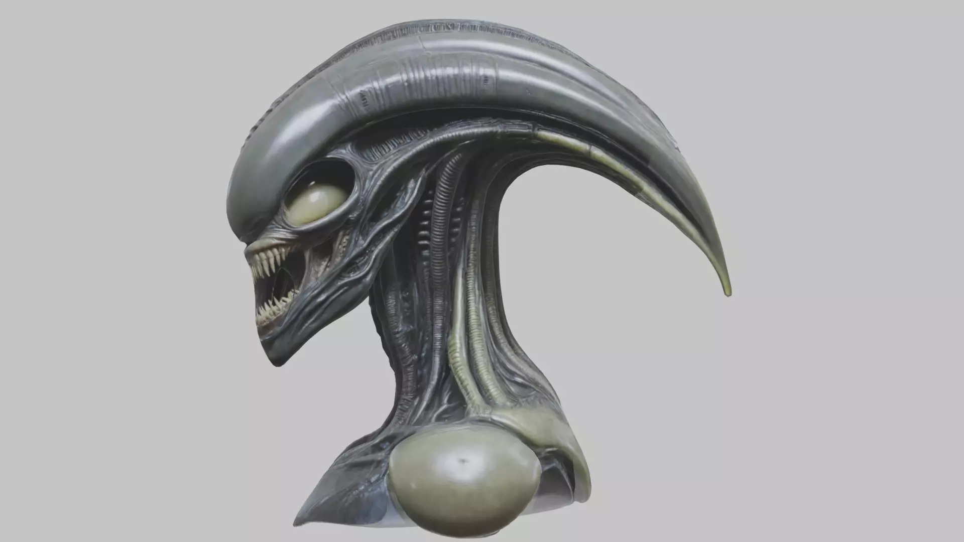 Alien Xenomorph Head Bust 3 texture Version Low-poly 3D model_0