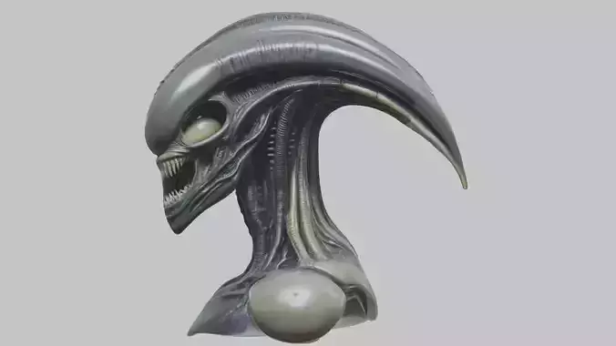 Alien Xenomorph Head Bust 3 texture Version Low-poly 3D model