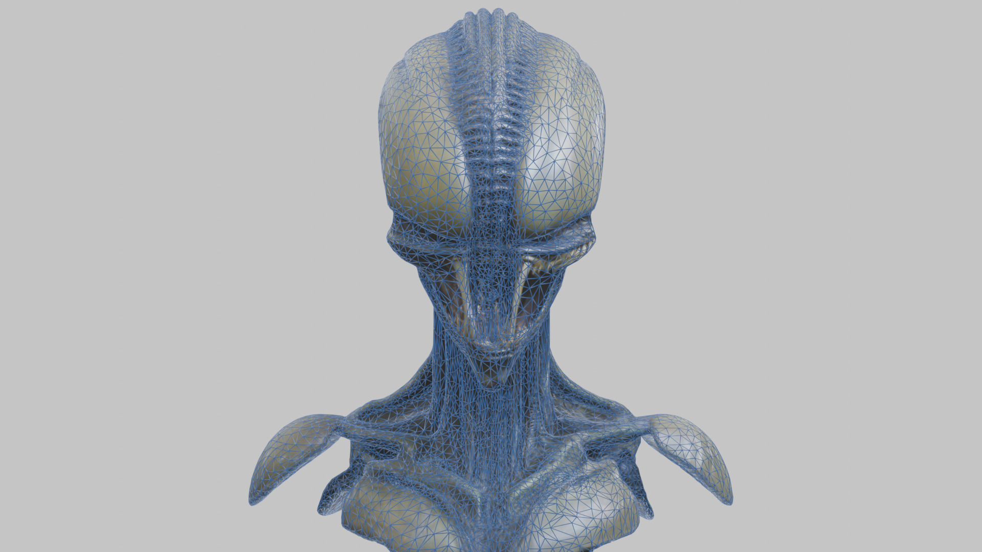 Alien Xenomorph Head Bust 3 texture Version Low-poly 3D model_77