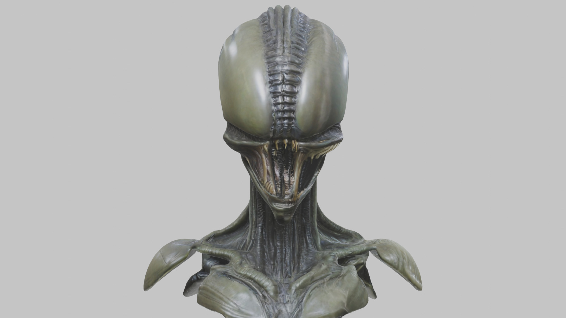 Alien Xenomorph Head Bust 3 texture Version Low-poly 3D model_35