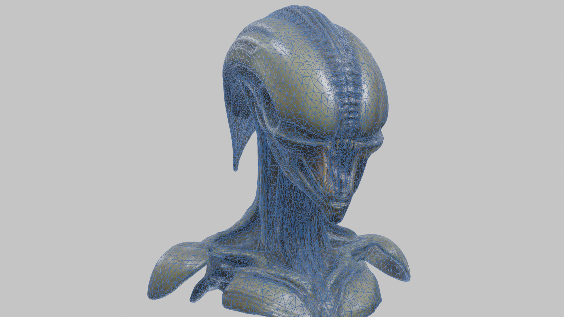 Alien Xenomorph Head Bust 3 texture Version Low-poly 3D model_50