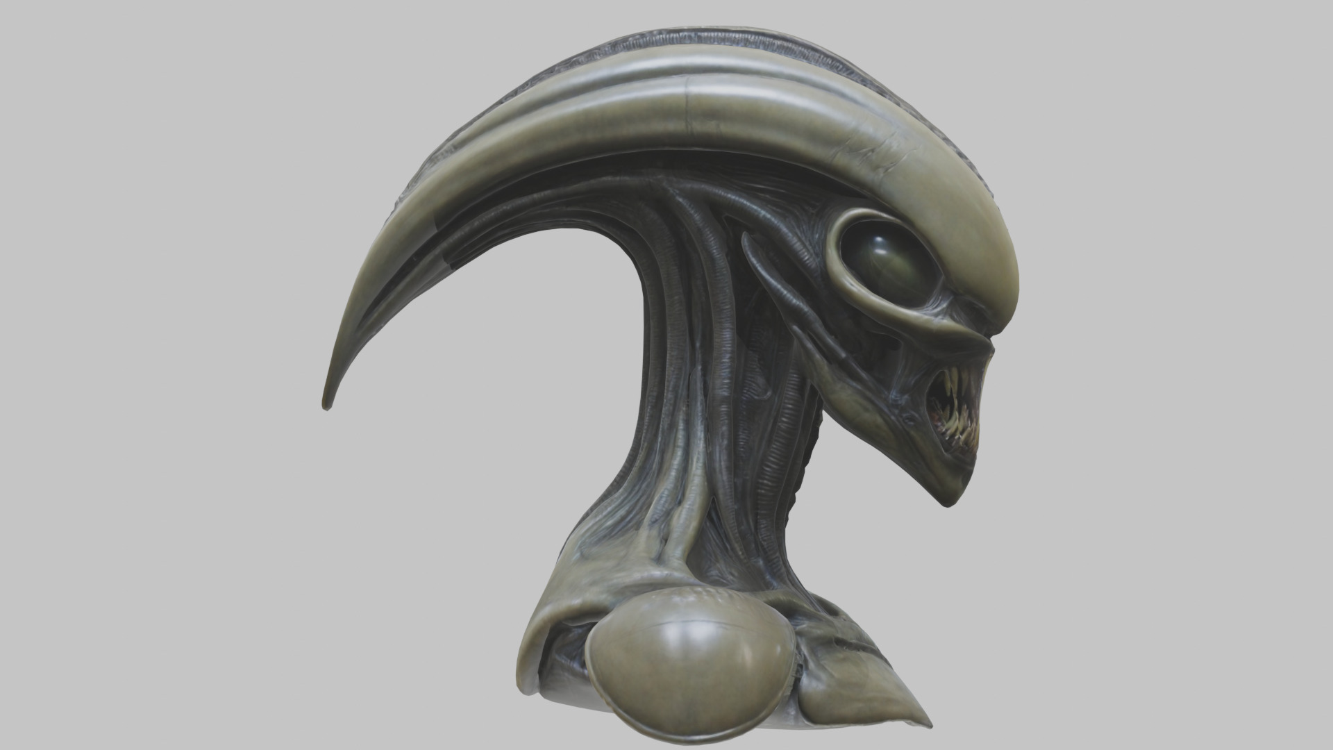 Alien Xenomorph Head Bust 3 texture Version Low-poly 3D model_81