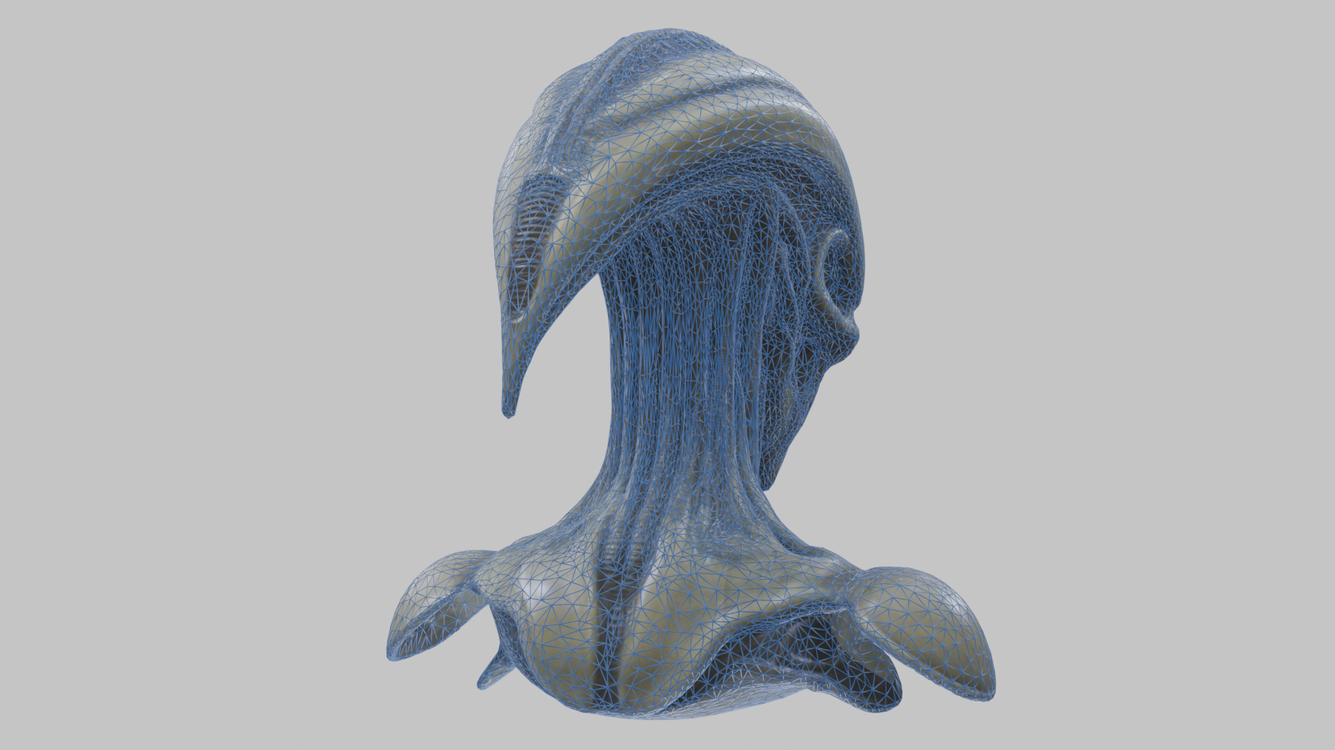 Alien Xenomorph Head Bust 3 texture Version Low-poly 3D model_88