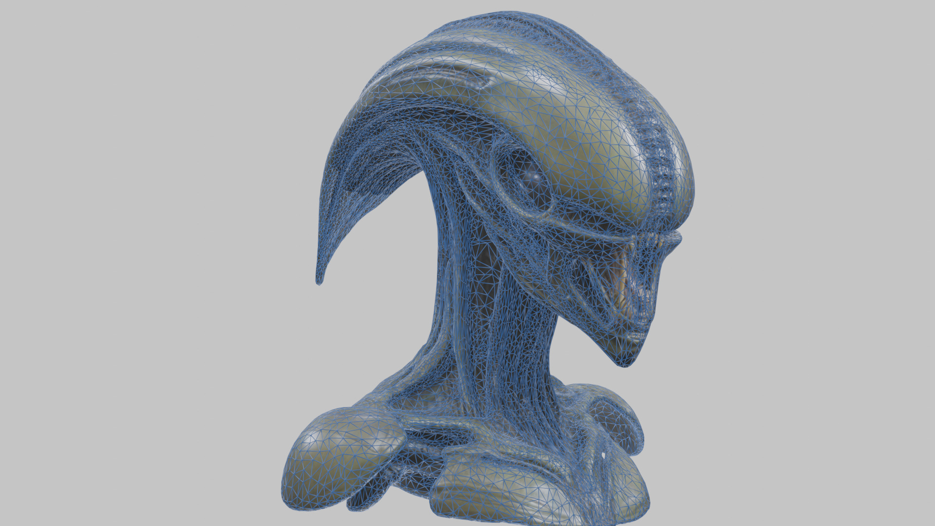 Alien Xenomorph Head Bust 3 texture Version Low-poly 3D model_52