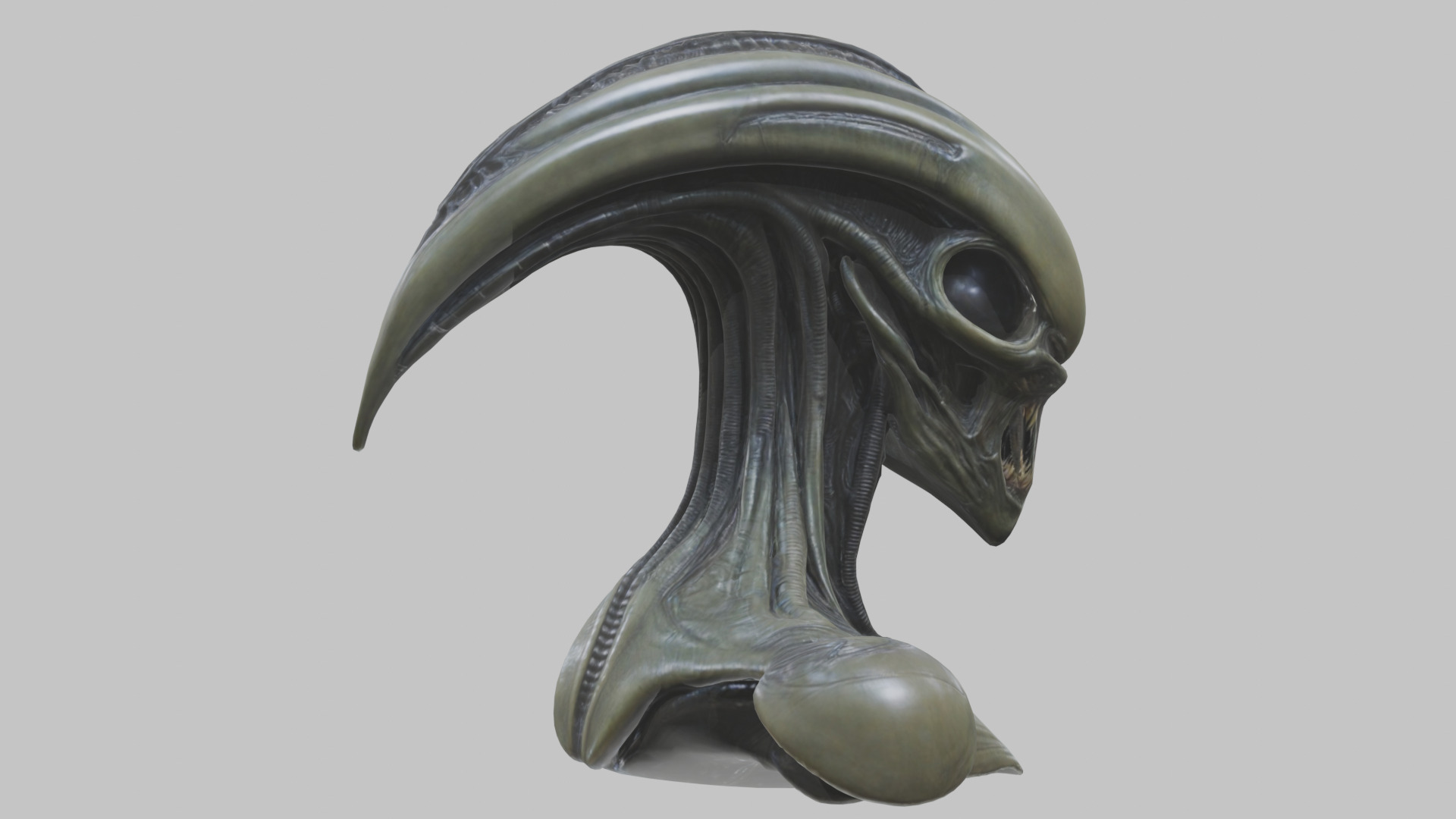 Alien Xenomorph Head Bust 3 texture Version Low-poly 3D model_40